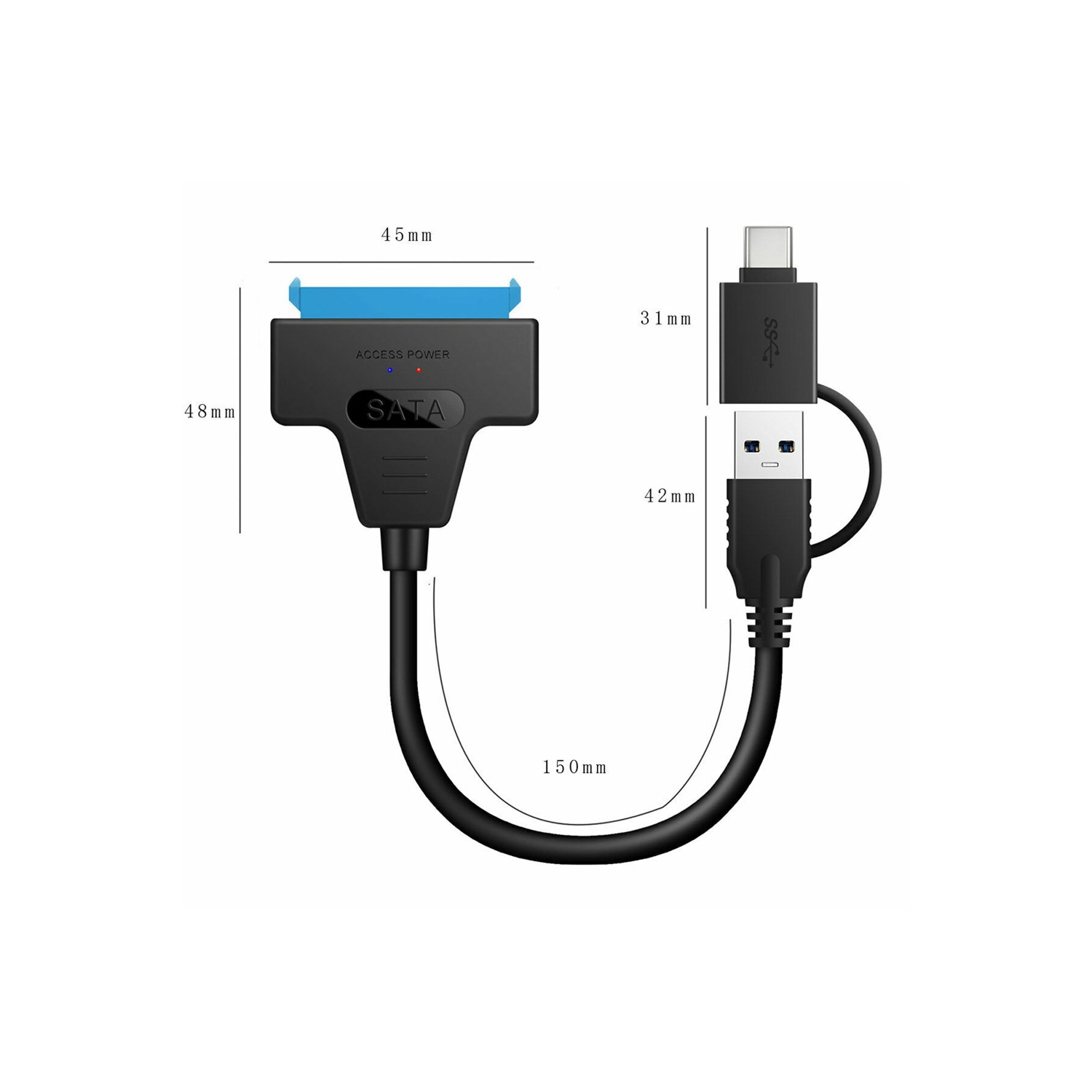 axGear USB Type C / USB 3.0 Male to SATA 2.5 Inch Hard disk driver SSD Adapter Cable