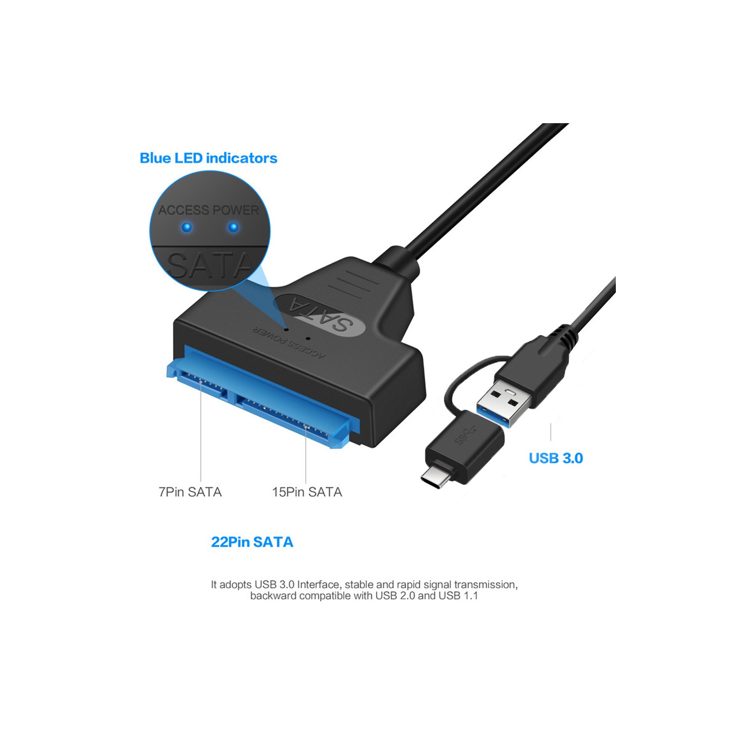 axGear USB Type C / USB 3.0 Male to SATA 2.5 Inch Hard disk driver SSD Adapter Cable
