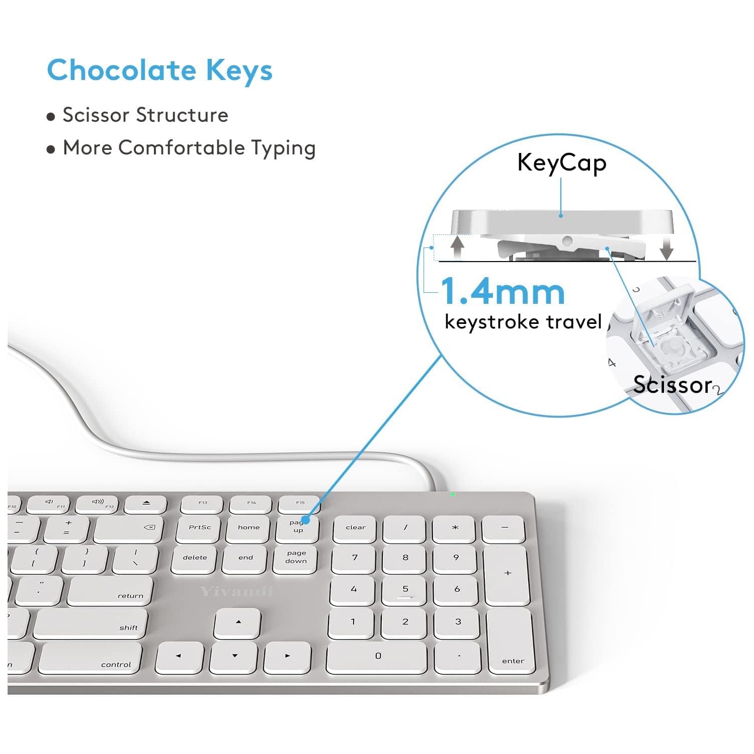 Boîtier en aluminium et clavier pleine grandeur avec fil de type A et de type C pour Mac OS