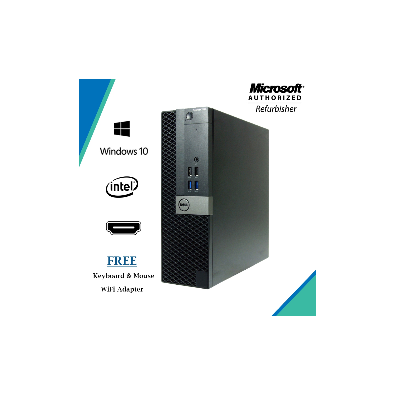 Refurbished - Dell 7040 SFF i5@3.4GHz Max Turbo frequency 16GB RAM 1TB SATA Win10 Pro 2xDisplay Port, HDMI