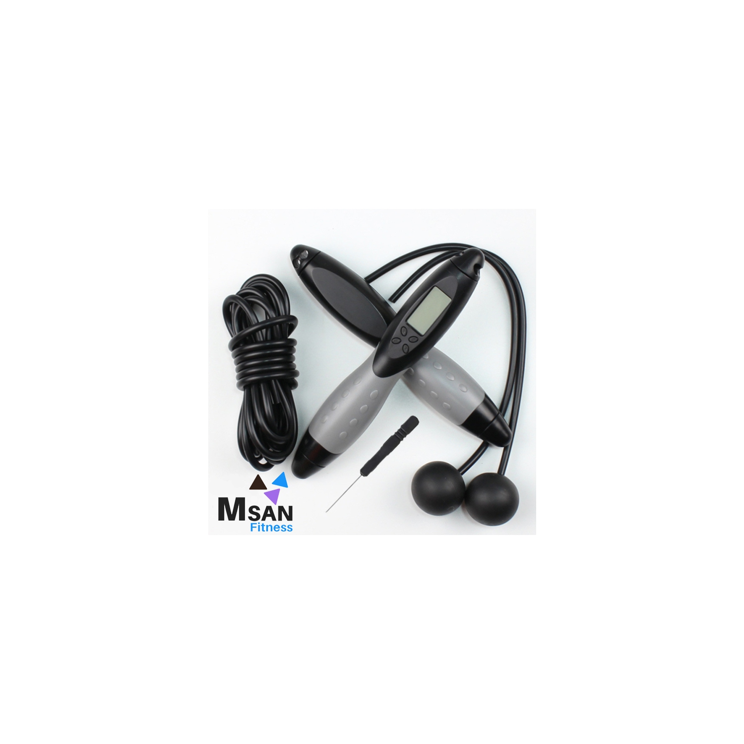 Corde à sauter électronique sans fil avec moniteur d’activité de MSAN Fitness - Gris