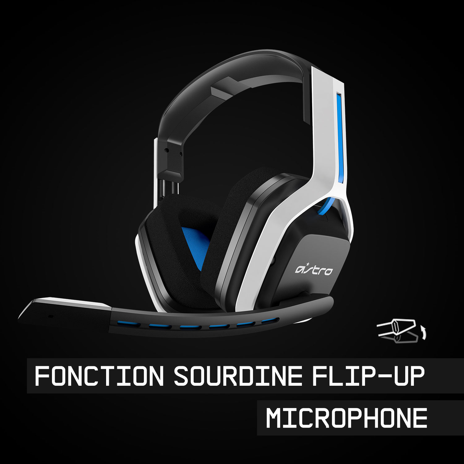 Casque de jeu sans fil avec microphone A20 de 2e gén d'ASTRO Gaming pour PS4 et PS5 - Blanc/Bleu