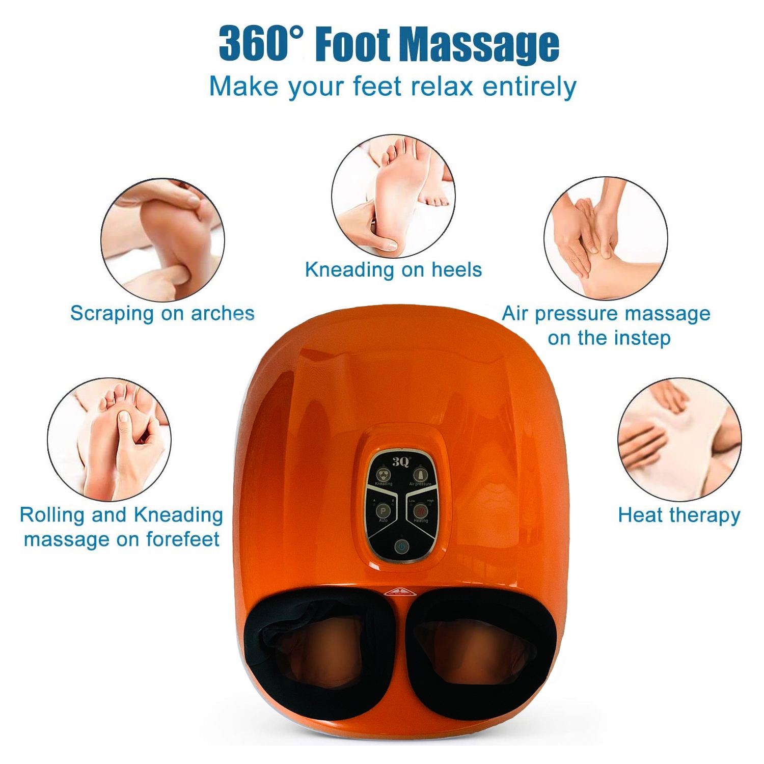 Shiatsu Foot Massager Deep Kneading Massage with Heat Rolling and Compression for Tired Muscles, Plantar Fasciitis, Neuropathy, MG-F18(O)
