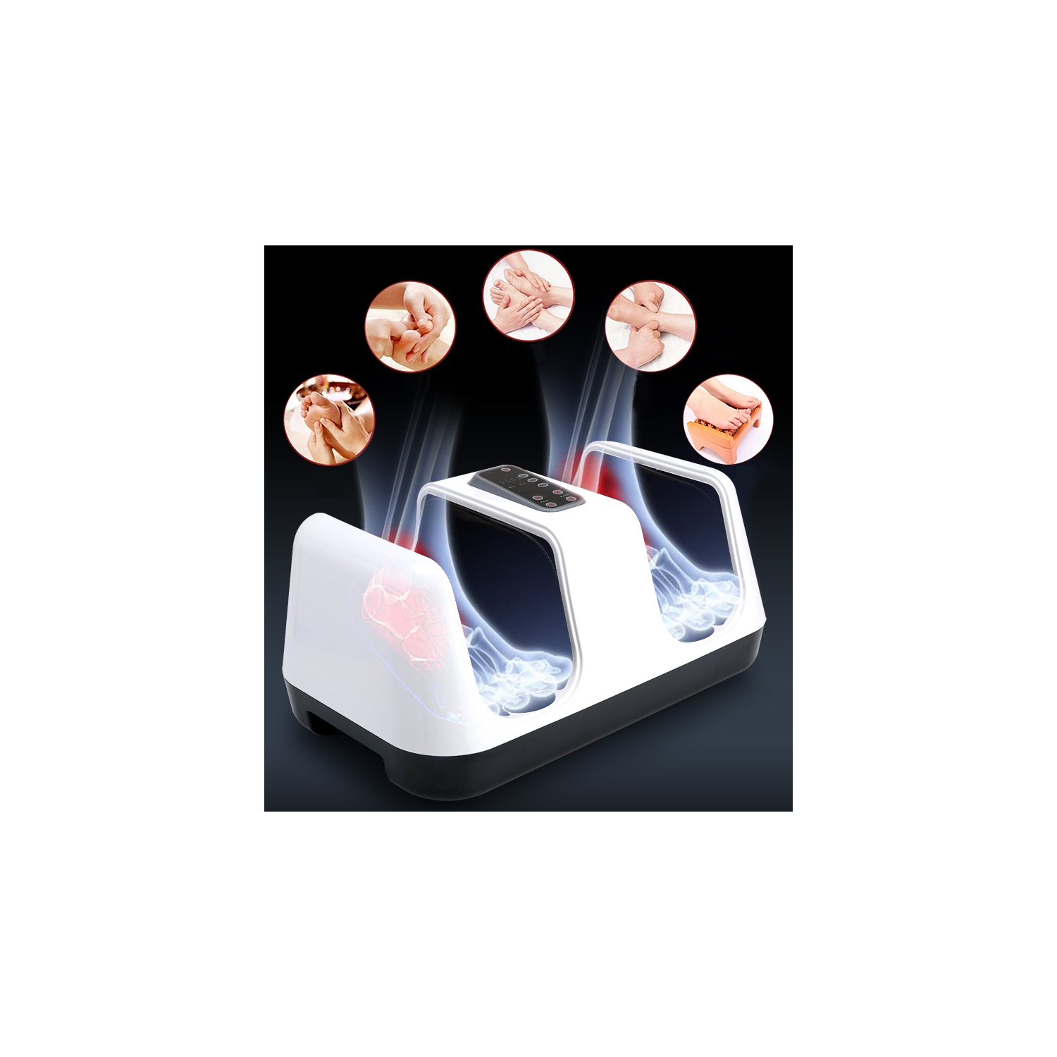 MG-F22 Foot Massager with Heat Therapy Shiatsu Deep Kneading Rolling Vibrating Massage Machine for Tired Feet Ankles Calf Legs - Four Auto Modes and