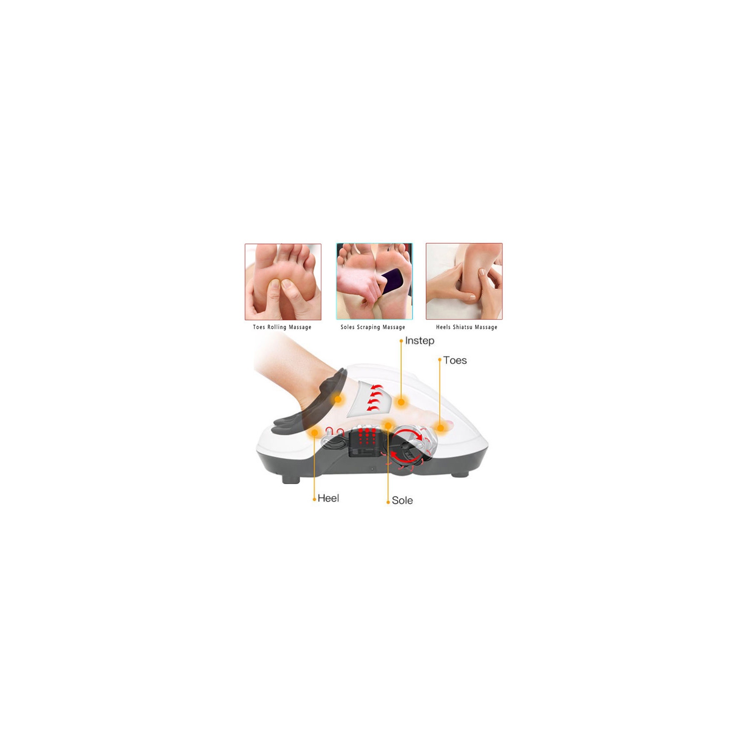 Shiatsu Foot Massager with Heat and Deep Kneading Compression Rolling Massage Machine for Circulation Plantar Fasciitis and Pain Relief with Auto