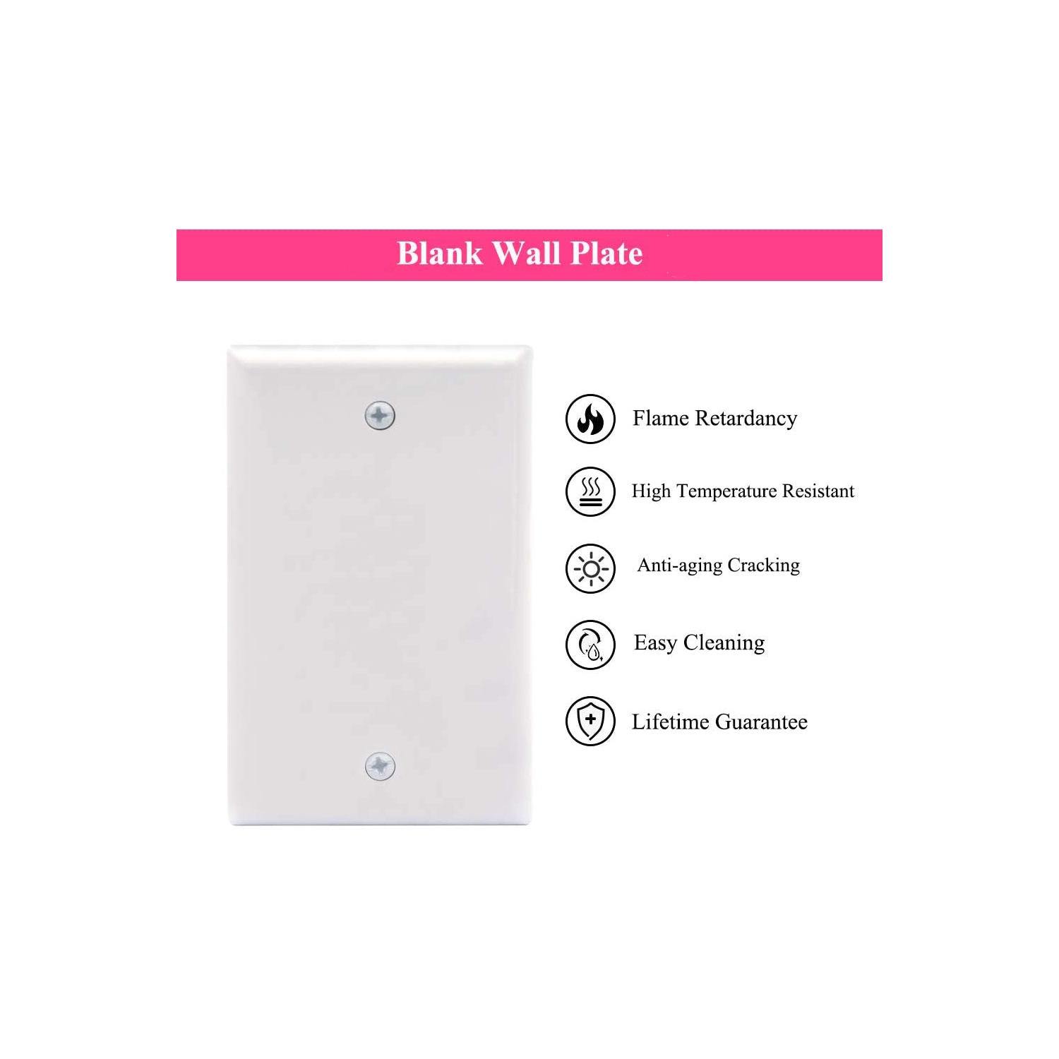 axGear 10 Packs Wall Plate White Single Blank No Device Outlet Cover