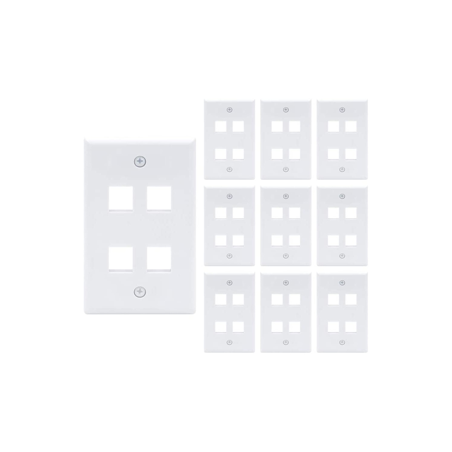 axGear 10 Packs Wall Plate 4 Port White Unbreakable Toggle Outlet Cover