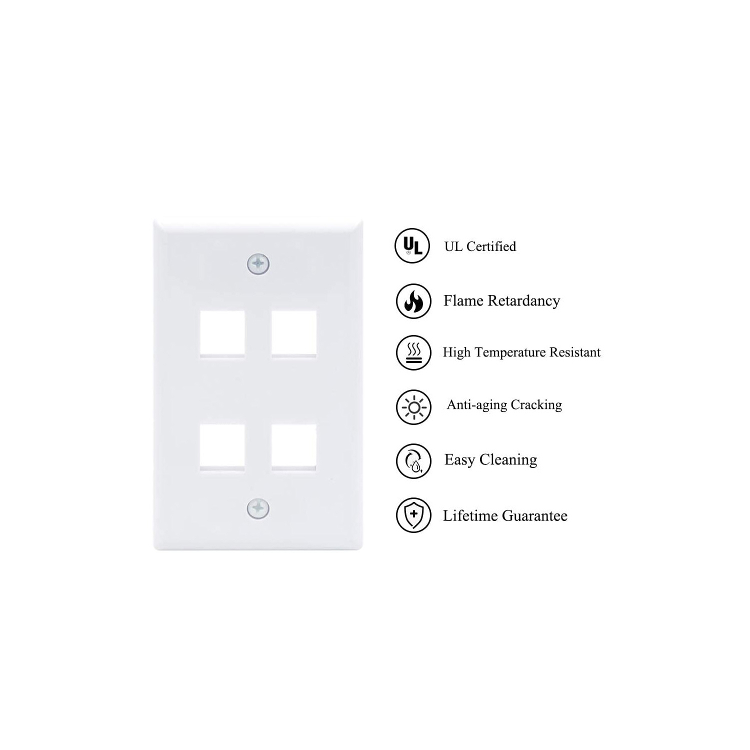 axGear 10 Packs Wall Plate 4 Port White Unbreakable Toggle Outlet Cover