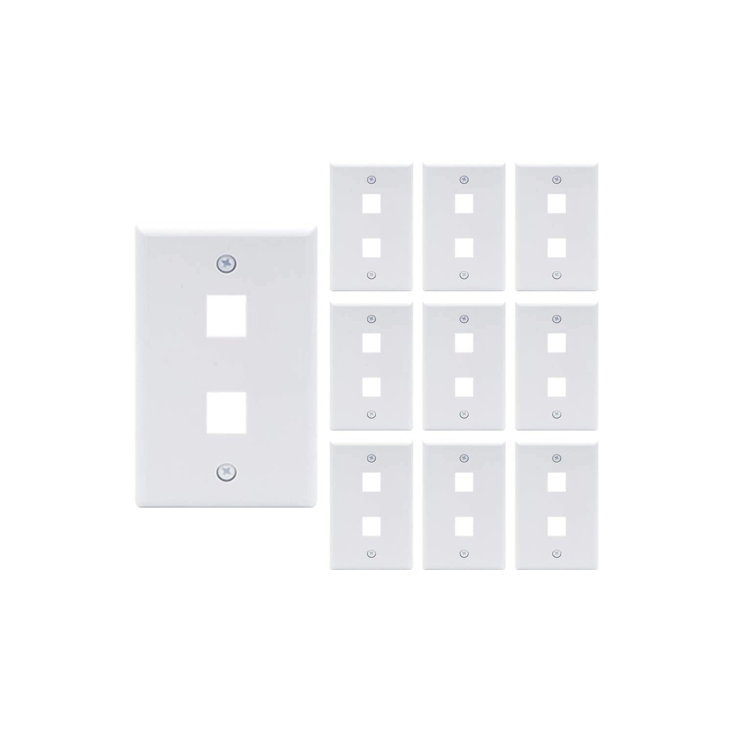 axGear 10 Packs Wall Plate 2 Port White Unbreakable Toggle Outlet Cover