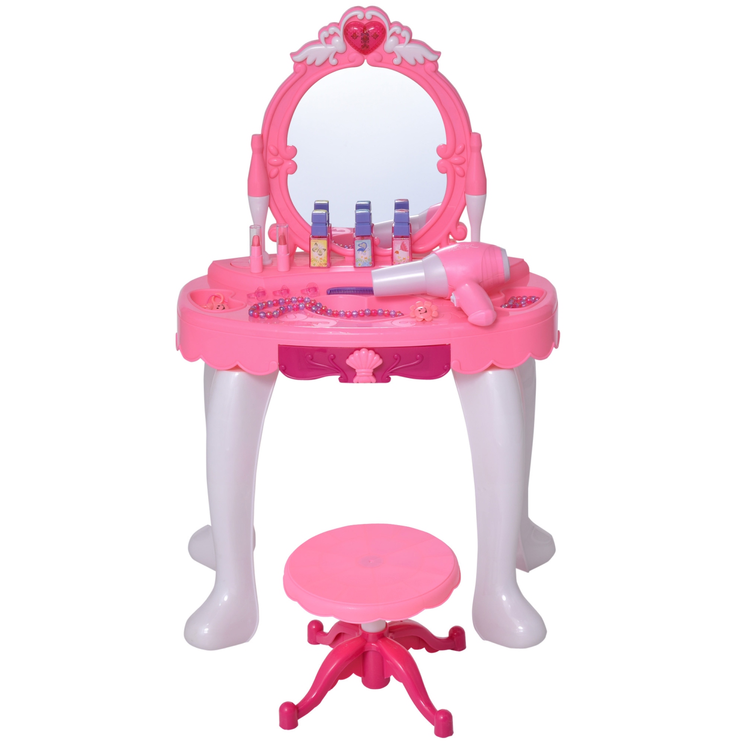 Qaba Children Dressing Table Set Girls Pretend Princess Vanity Table Best Buy Canada