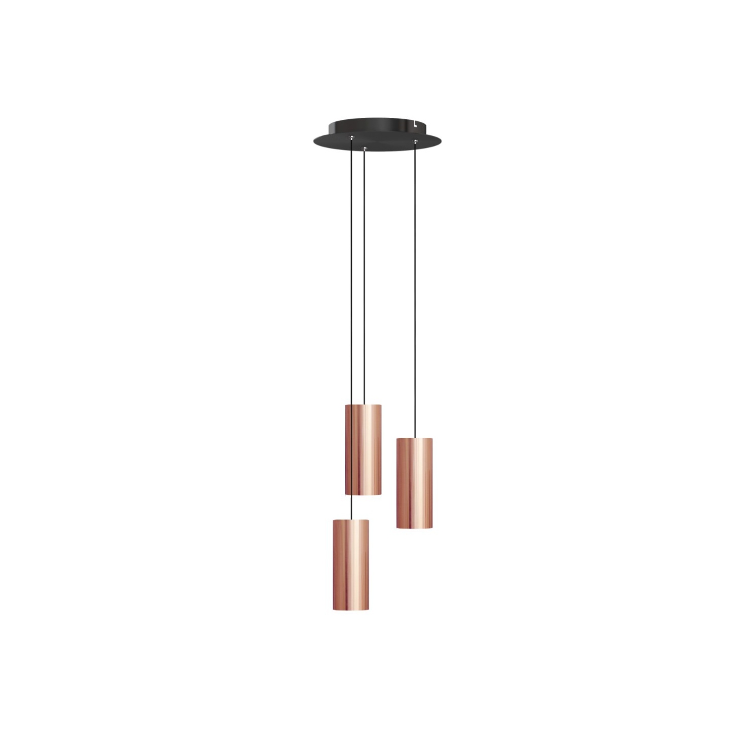 Taurus 3 Light Copper Pendant - Round Canopy