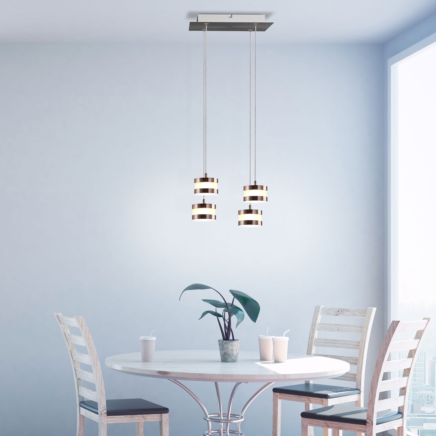 Mercury 4 Light Nickel Pendant - Square Canopy