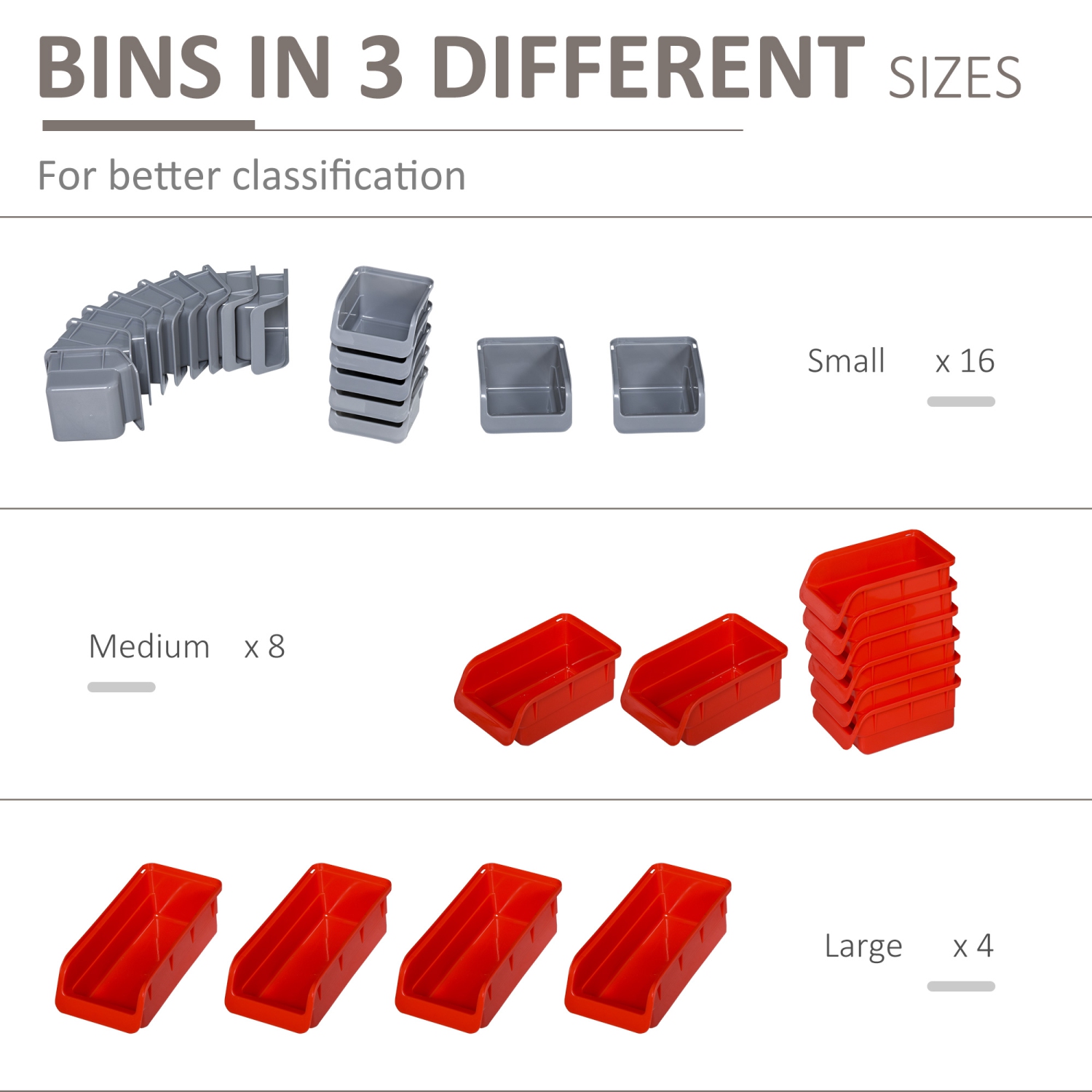 DURHAND – Ensemble de 44 bacs de rangement muraux avec 2 pièces de couleur, range-outils à vis avec bacs de rangement, panneau perforé et crochets,