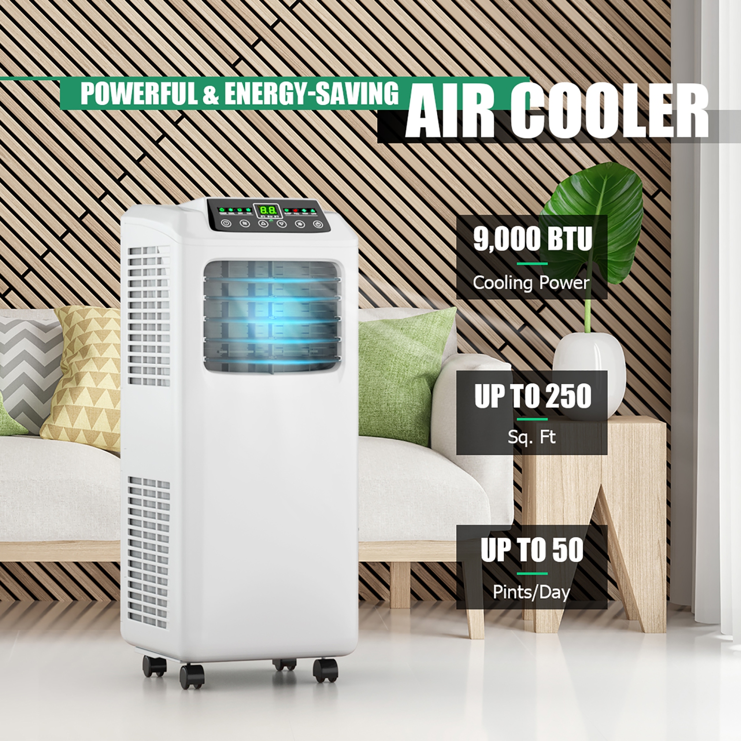 Costway 9,000 BTU Portable Air Conditioner & Dehumidifier Function Remote w/ Window Kit