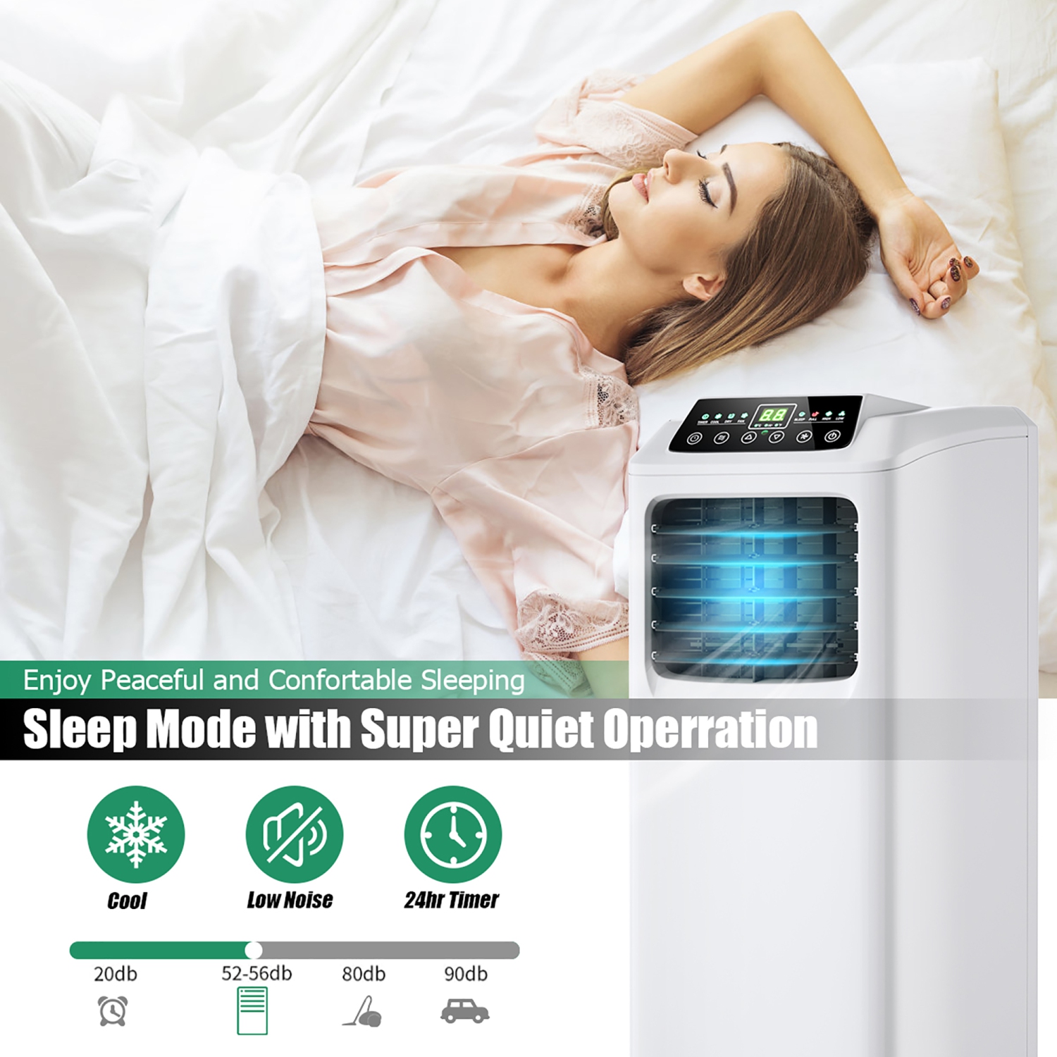 Costway 9,000 BTU Portable Air Conditioner & Dehumidifier Function Remote w/ Window Kit