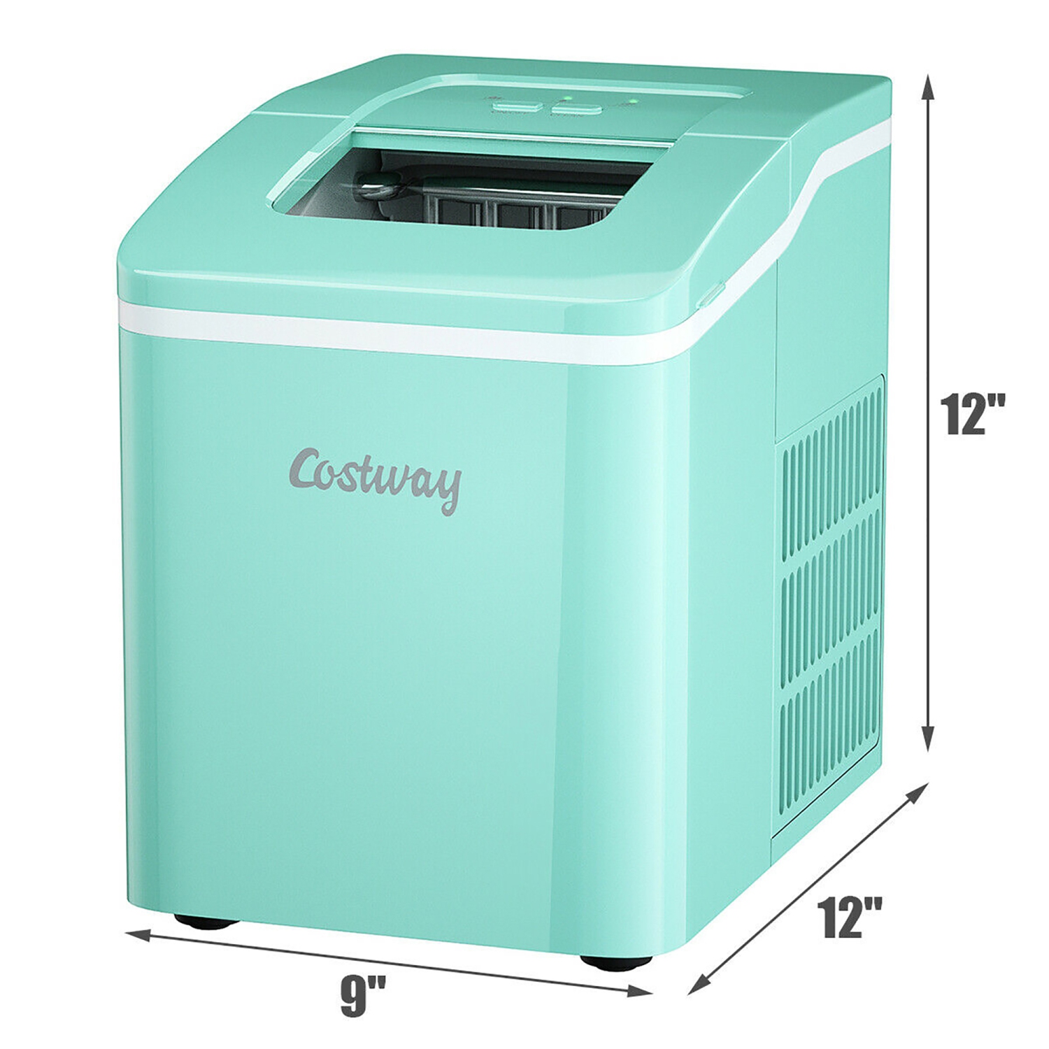 Costway Portable Ice Maker Machine Countertop 26Lbs/24H Self-cleaning w/ Scoop Green