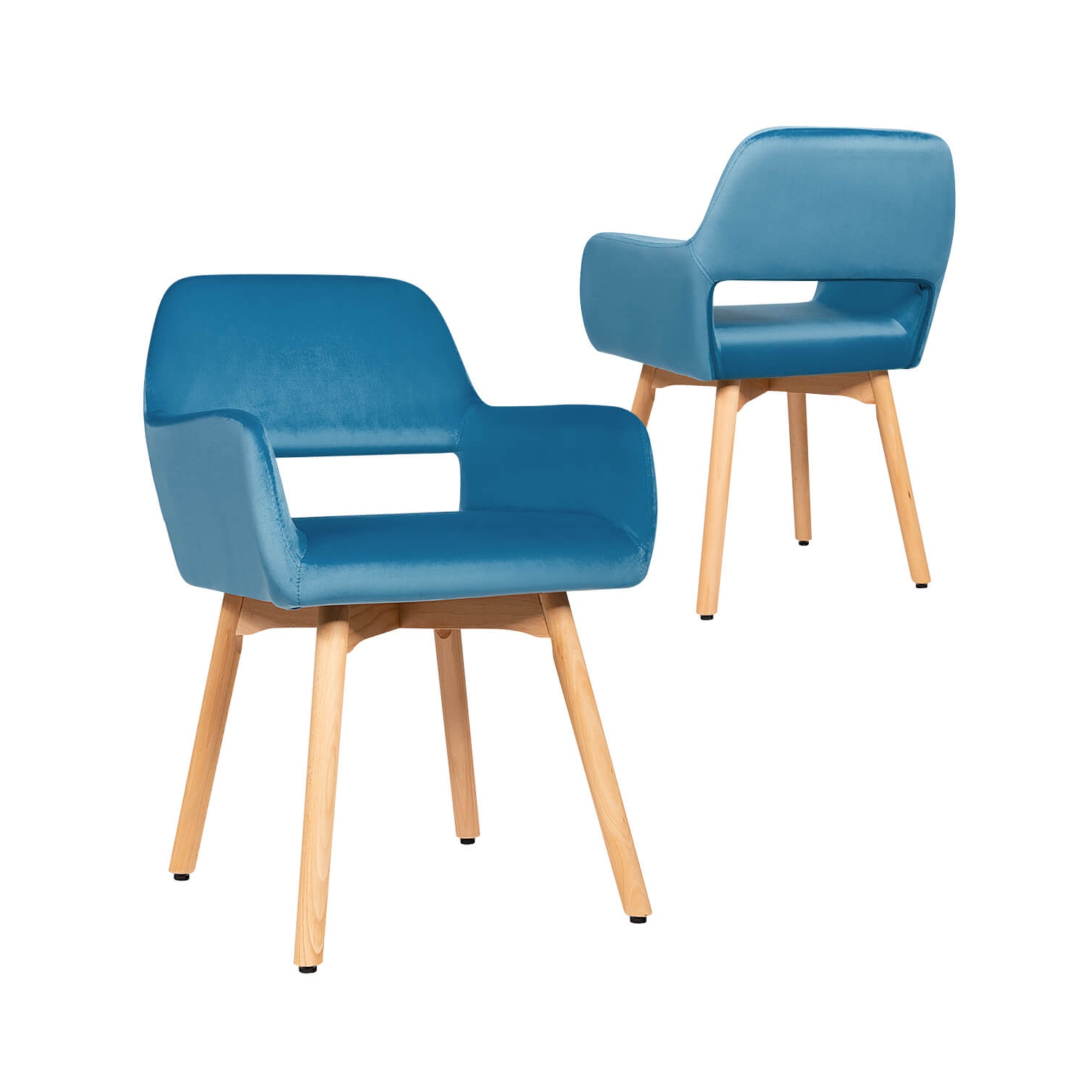 Costway Set of 2 Modern Accent Armchairs Velvet Fabric Leisure Chairs Club Guest Yellow\Blue\ Grey