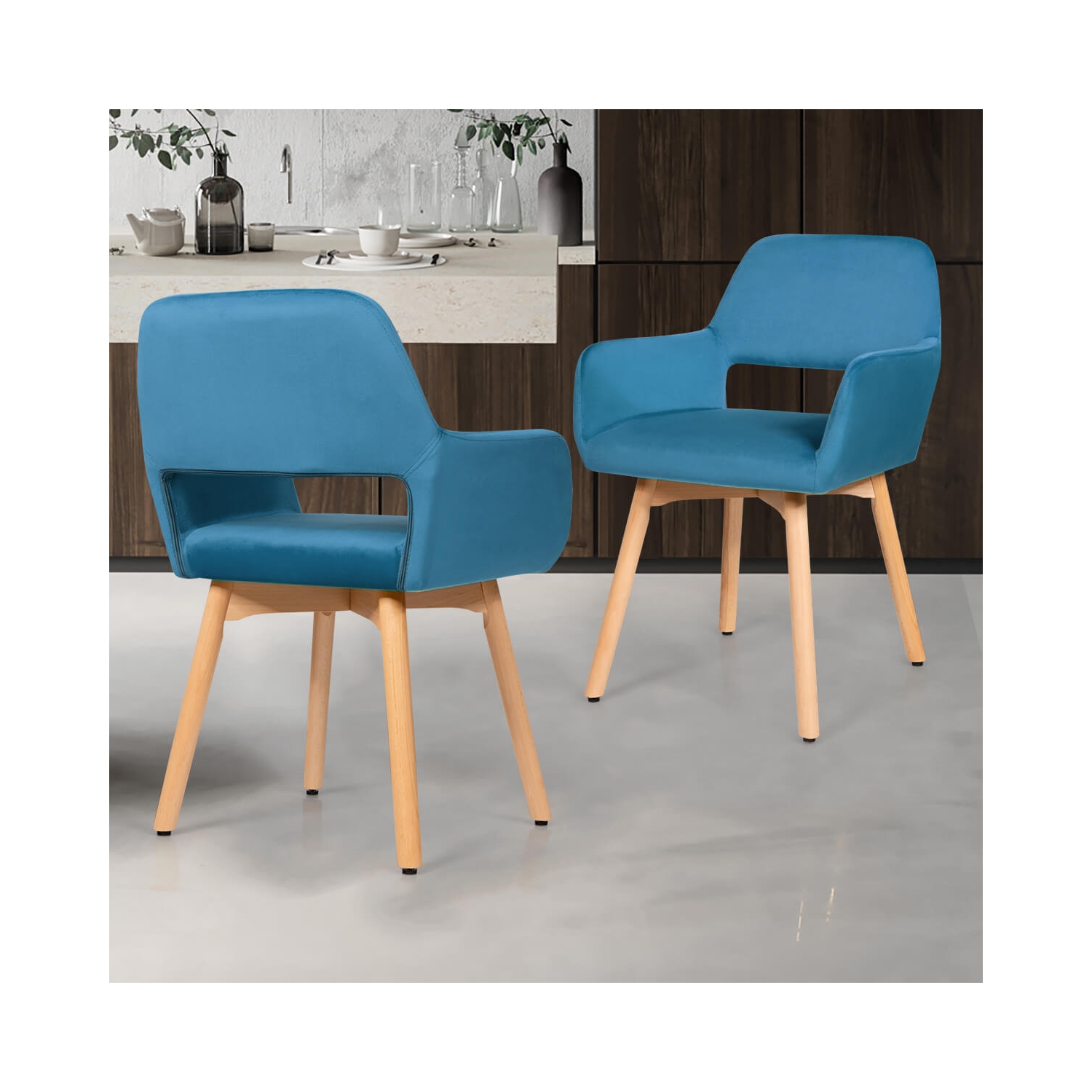 Costway Set of 2 Modern Accent Armchairs Velvet Fabric Leisure Chairs Club Guest Yellow\Blue\ Grey