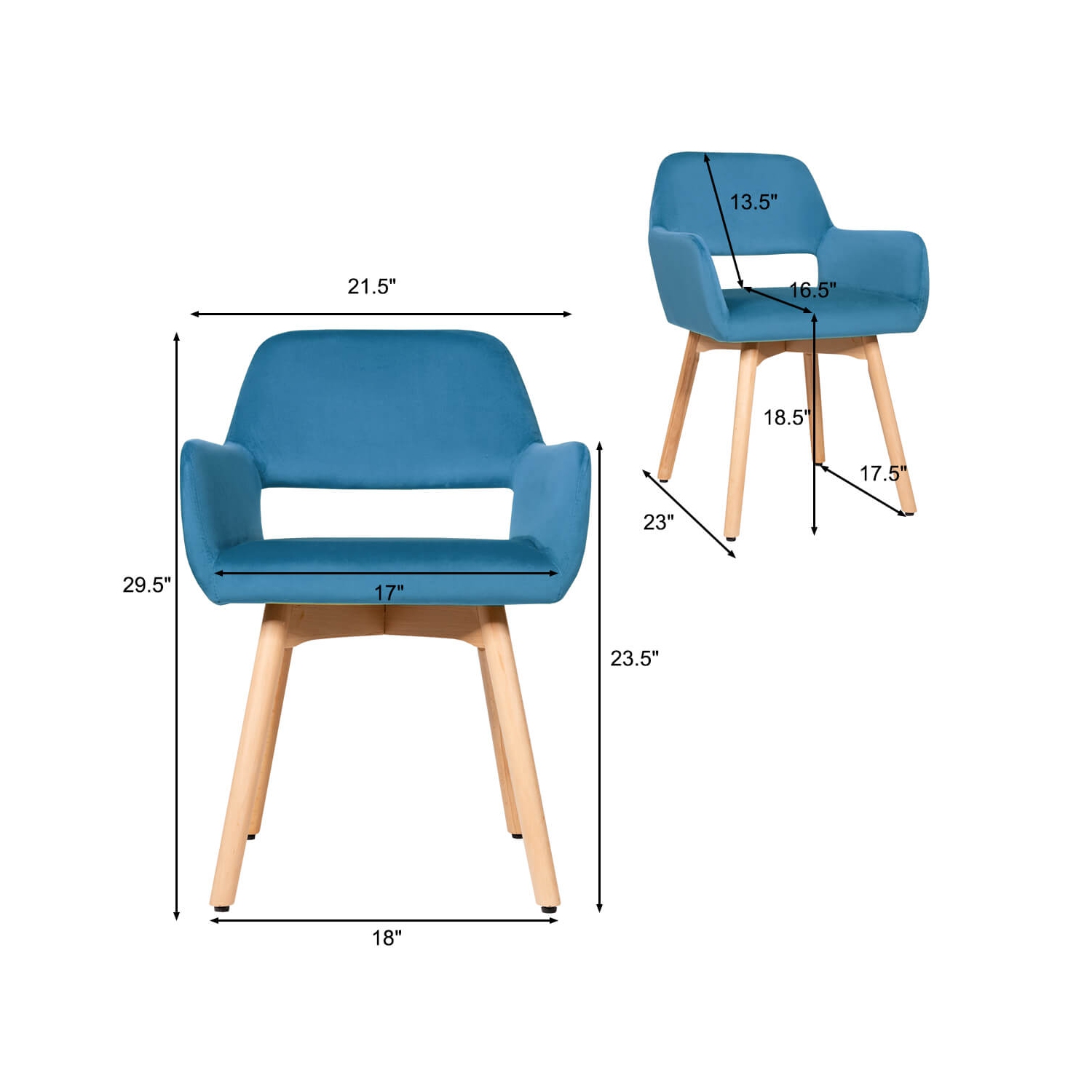 Costway Set of 2 Modern Accent Armchairs Velvet Fabric Leisure Chairs Club Guest Yellow\Blue\ Grey