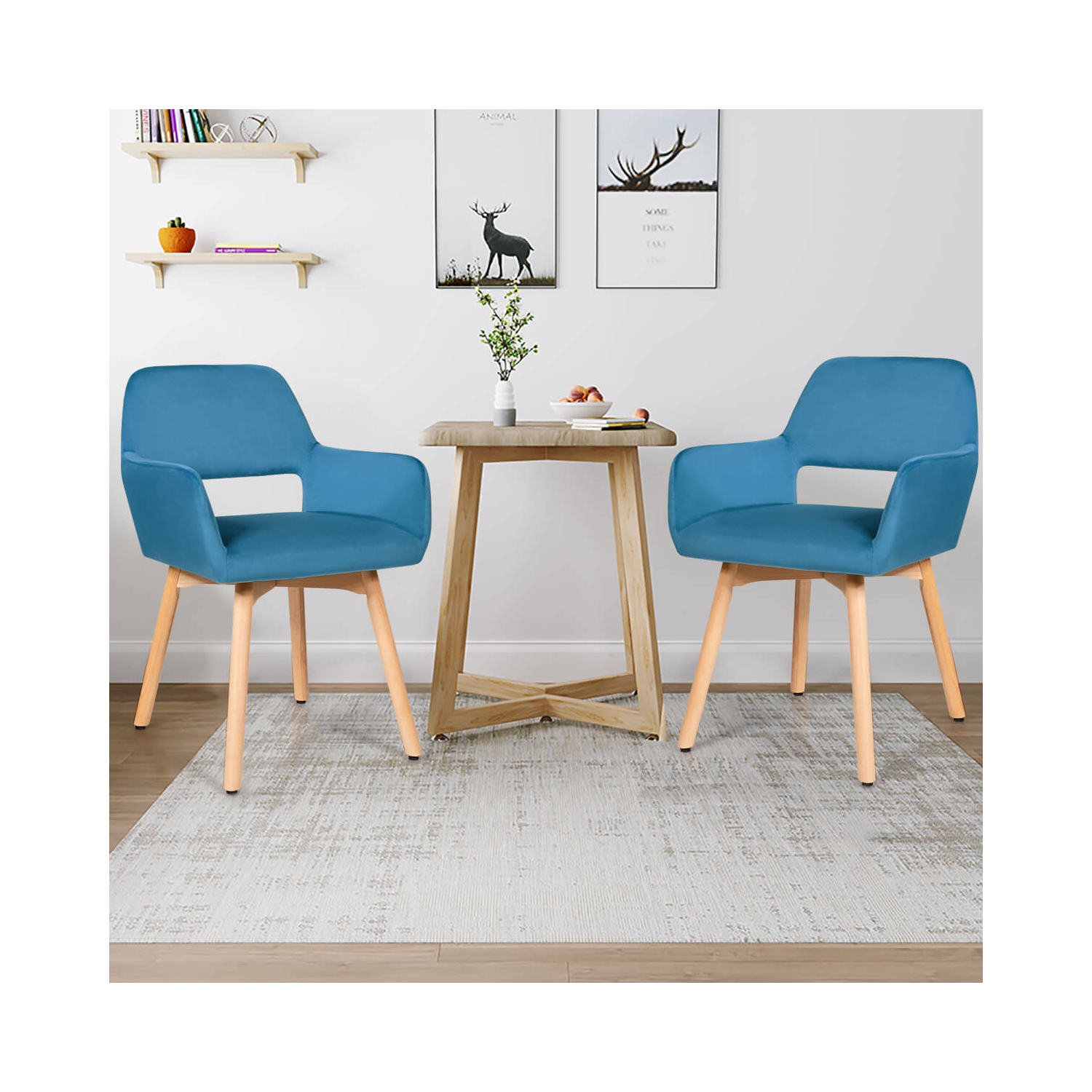 Costway Set of 2 Modern Accent Armchairs Velvet Fabric Leisure Chairs Club Guest Yellow\Blue\ Grey