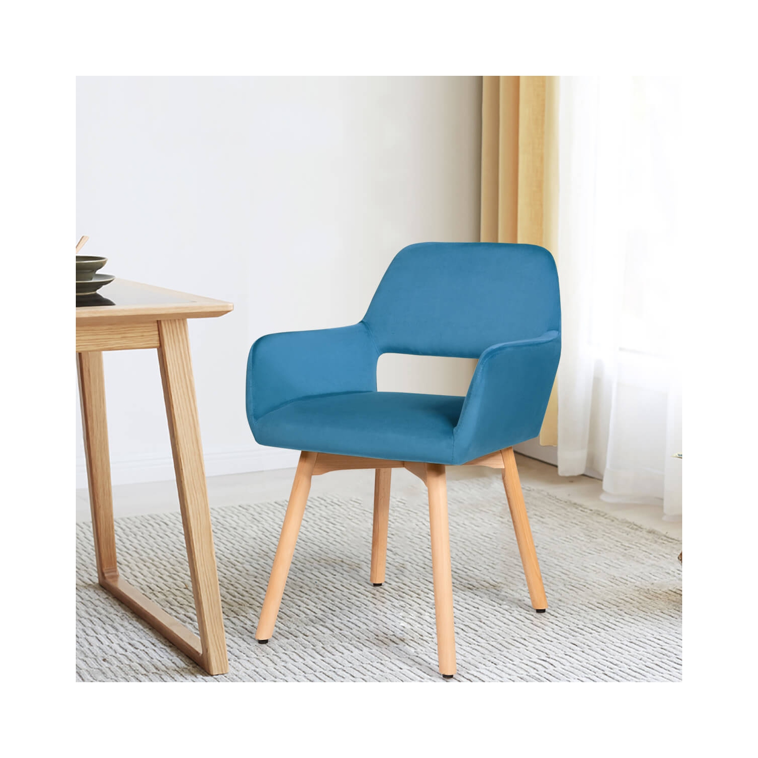 Costway Set of 2 Modern Accent Armchairs Velvet Fabric Leisure Chairs Club Guest Yellow\Blue\ Grey