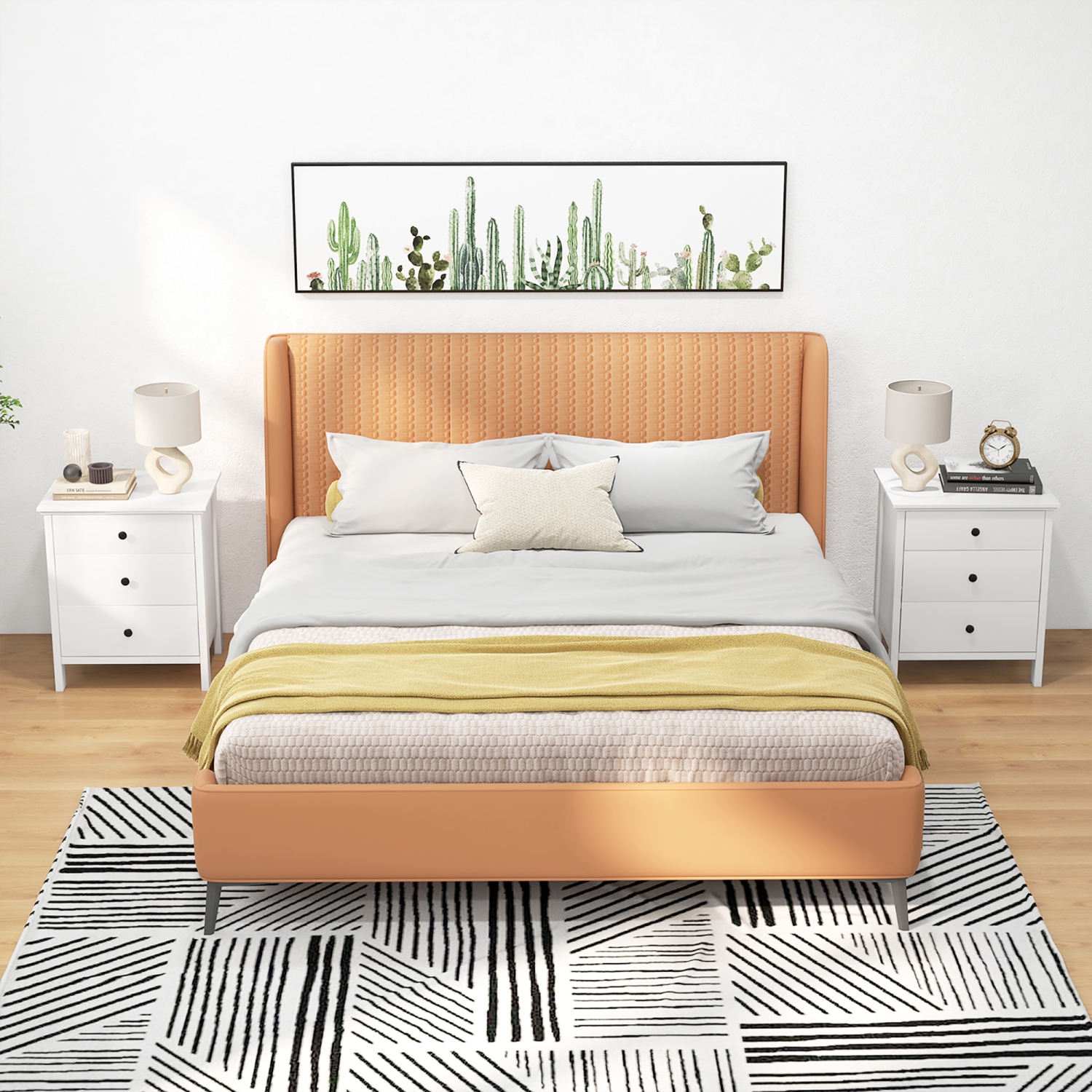 Gymax 3-Drawer Nightstand Wooden Bedside Table Modern Side End Table Space-Saving White