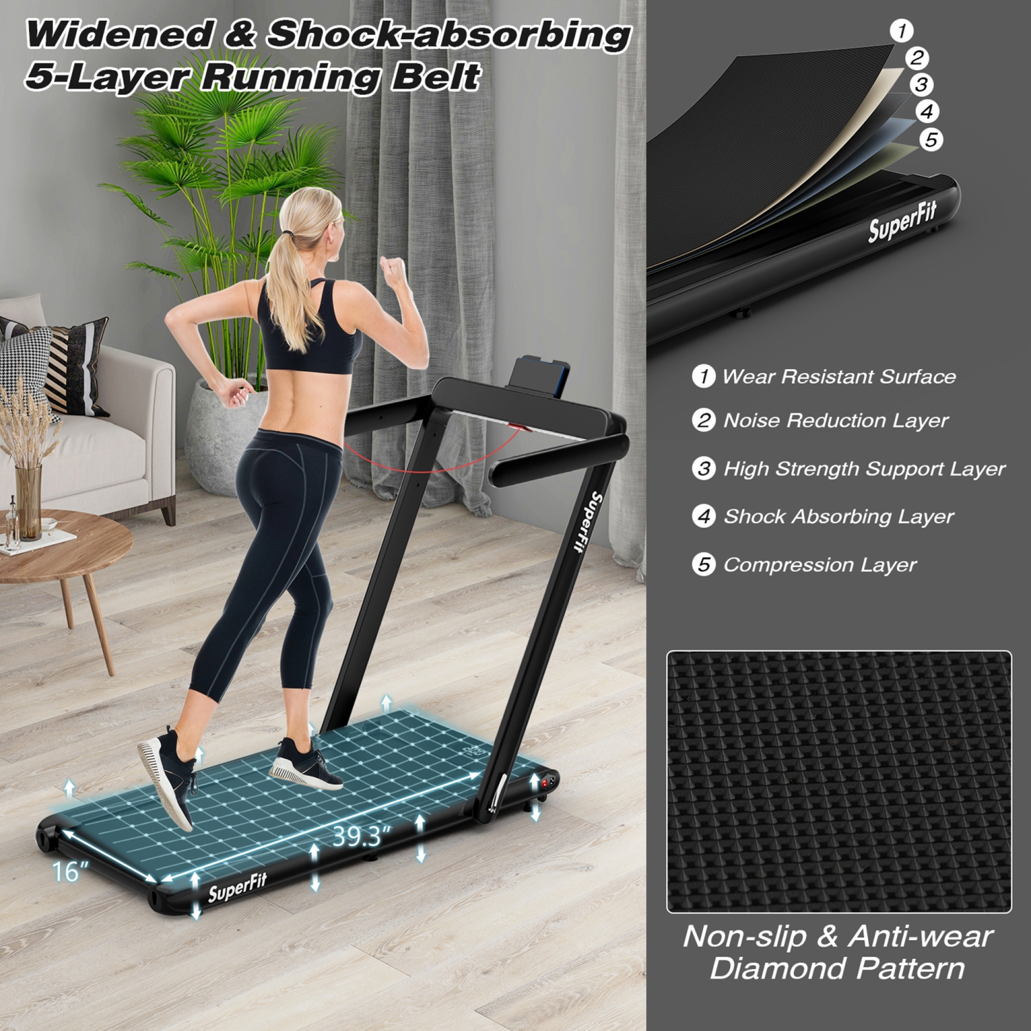 Tapis roulant motorisé pliable sous le bureau Tapis roulant électrique Télécommande APP