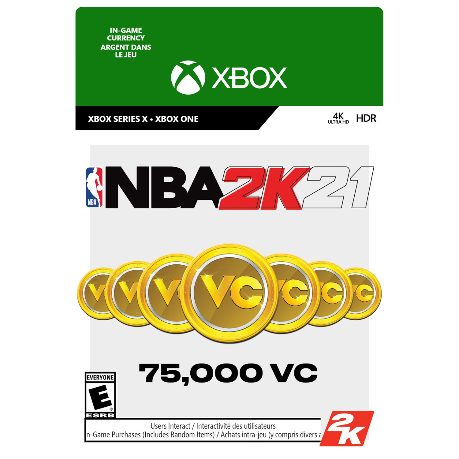 NBA 2K21 - 75,000 VC (Xbox Series X / Xbox One) - Digital Download