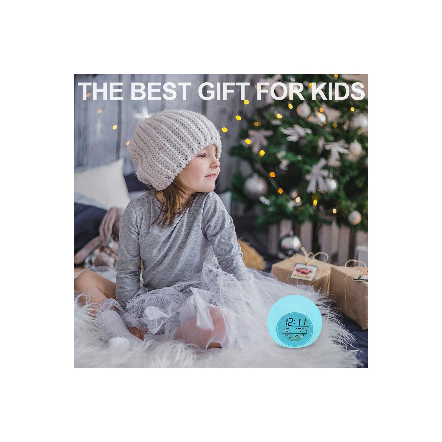 Réveille-matin pour enfants avec commandes tactiles et 7 couleurs variables pour chambre d’enfant, horloge pour enfants