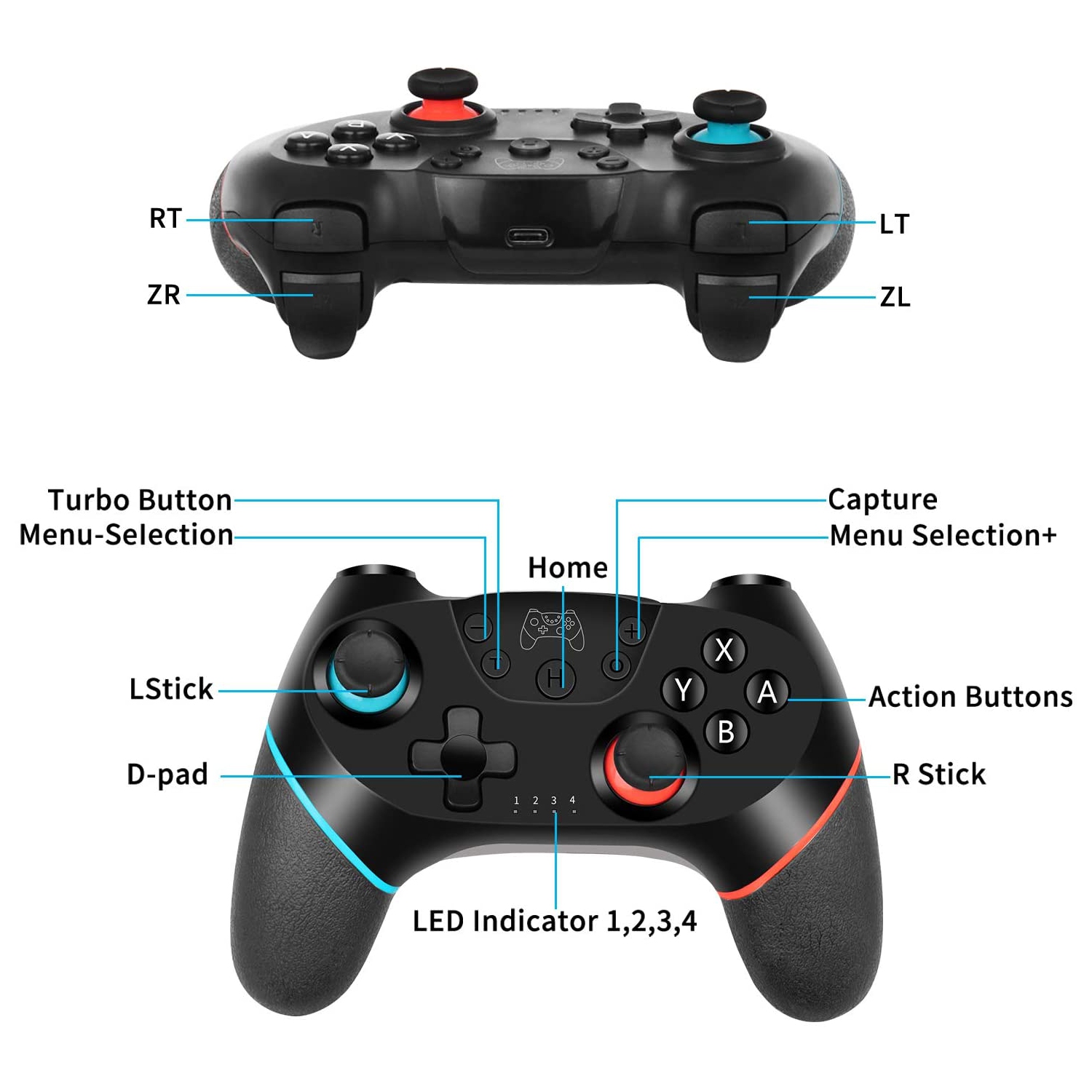 Wireless Switch Controller for Nintendo Switch, KUTIME Wireless Switch Pro Controller Switch Remote Gamepad Joystick