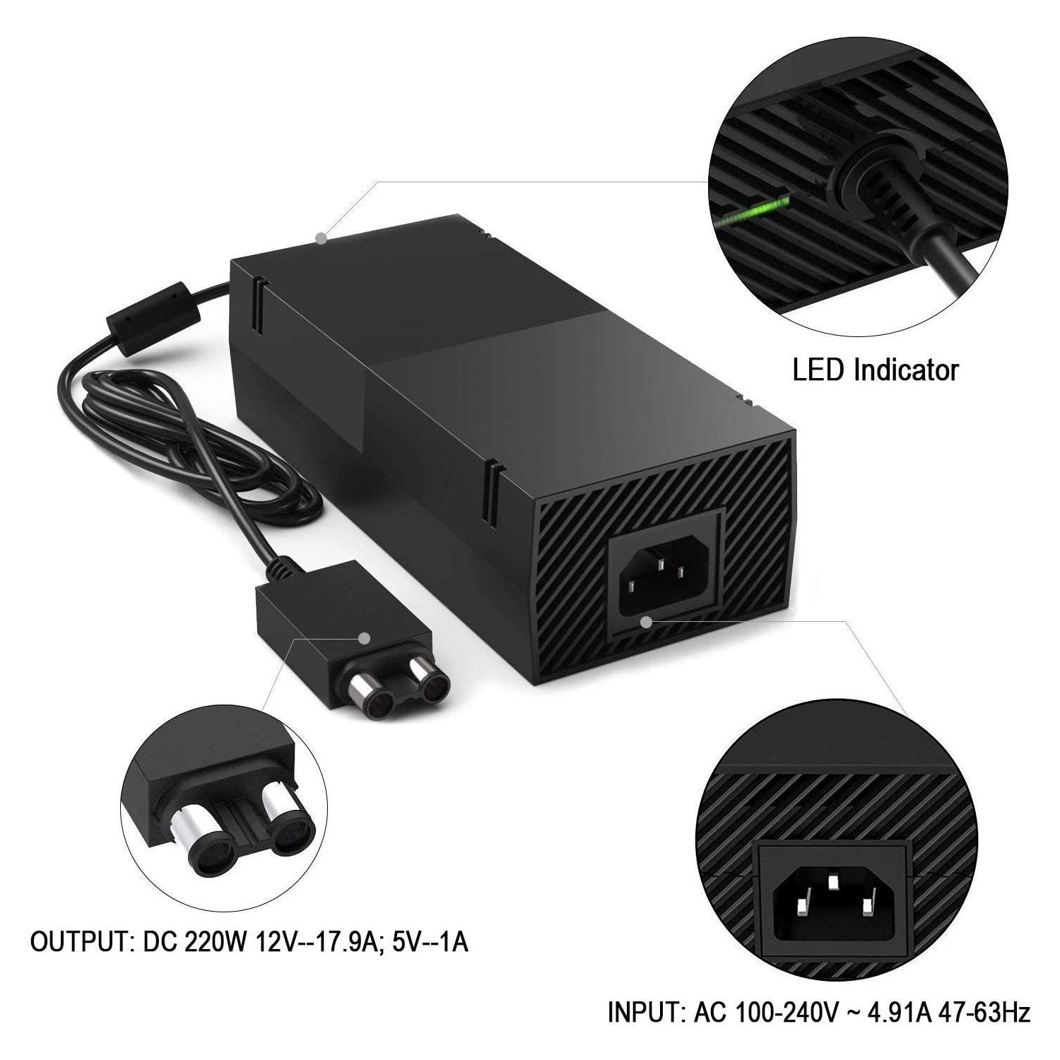 Xbox One Power Supply, Ukor [Update Version] Xbox One Power Brick AC Adapter Replacement Power Box Block for Microsoft