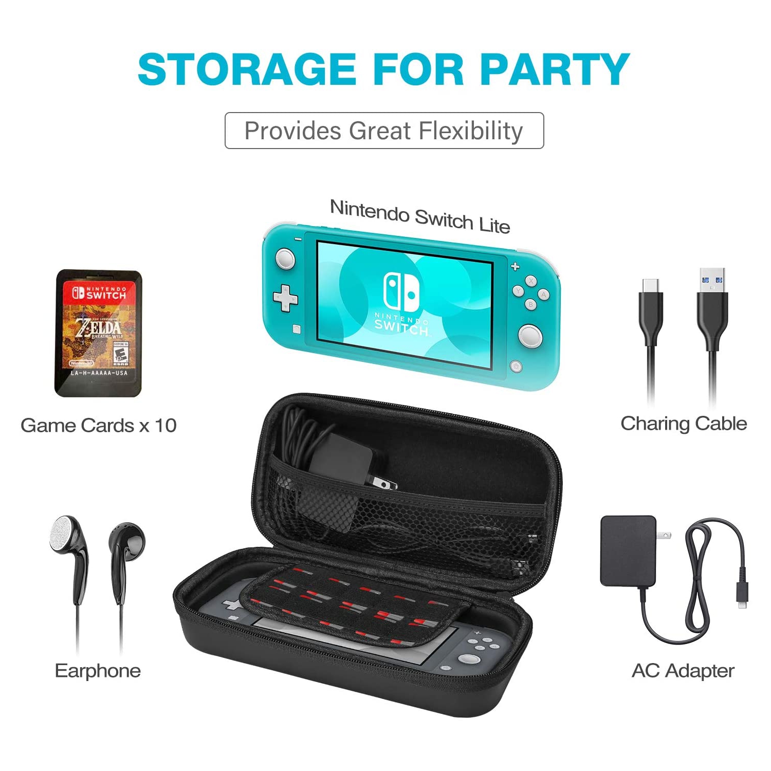 ProCase Nintendo Switch Lite Case with Screen Protector, Travel Carrying Case Hard Shell 2 in 1 Accessories Kit