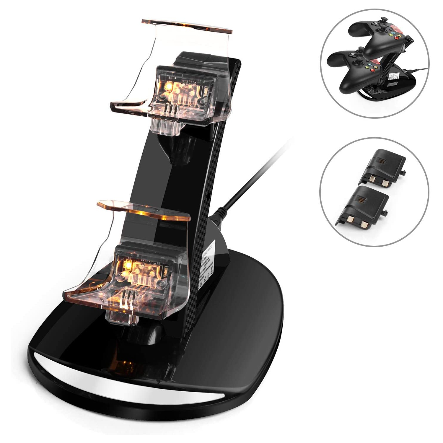 Chargeur de manette pour Xbox One, station de recharge double pour Xbox One/One S/One X, deux batteries de 1200 mAh de qualité