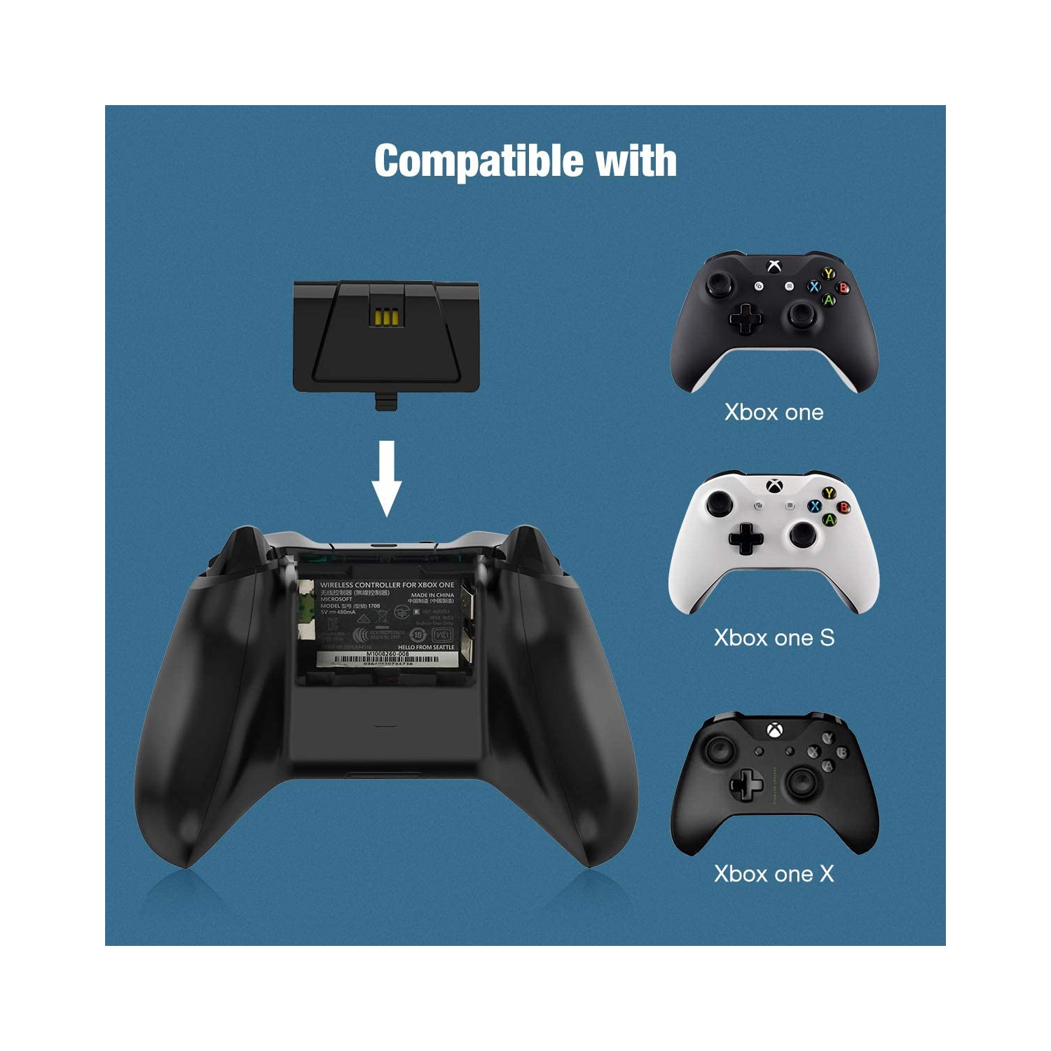 Chargeur de manette pour Xbox One, station de recharge double pour Xbox One/One S/One X, deux batteries de 1200 mAh de qualité