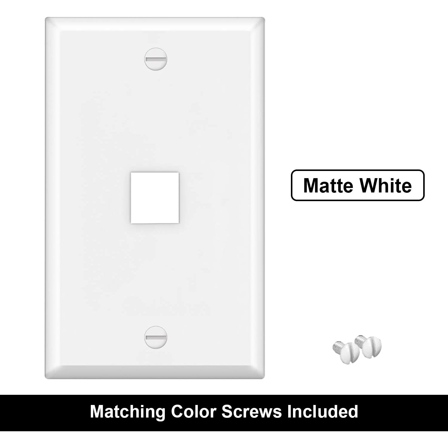 [10 Pack] BESTTEN 1-Port Keystone Wall Plate, for Keystone Jack and Modular Inserts, Unbreakable Polycarbonate, cUL