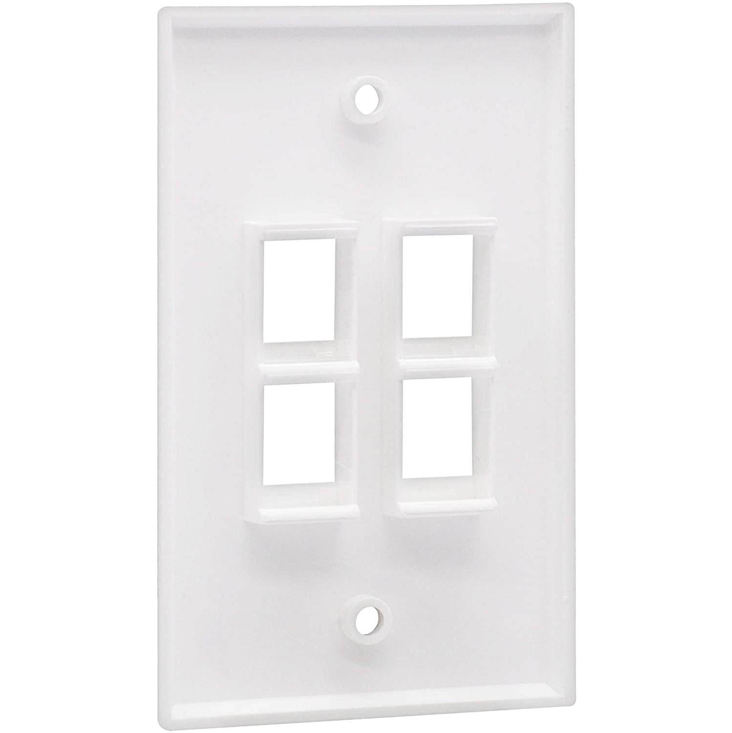 [10 Pack] BESTTEN 4-Port Keystone Wall Plate, for Keystone Jack and Modular Inserts, Unbreakable Polycarbonate, cUL