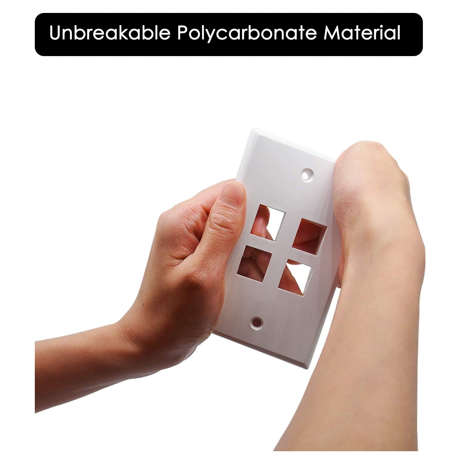 [10 Pack] BESTTEN 4-Port Keystone Wall Plate, for Keystone Jack and Modular Inserts, Unbreakable Polycarbonate, cUL