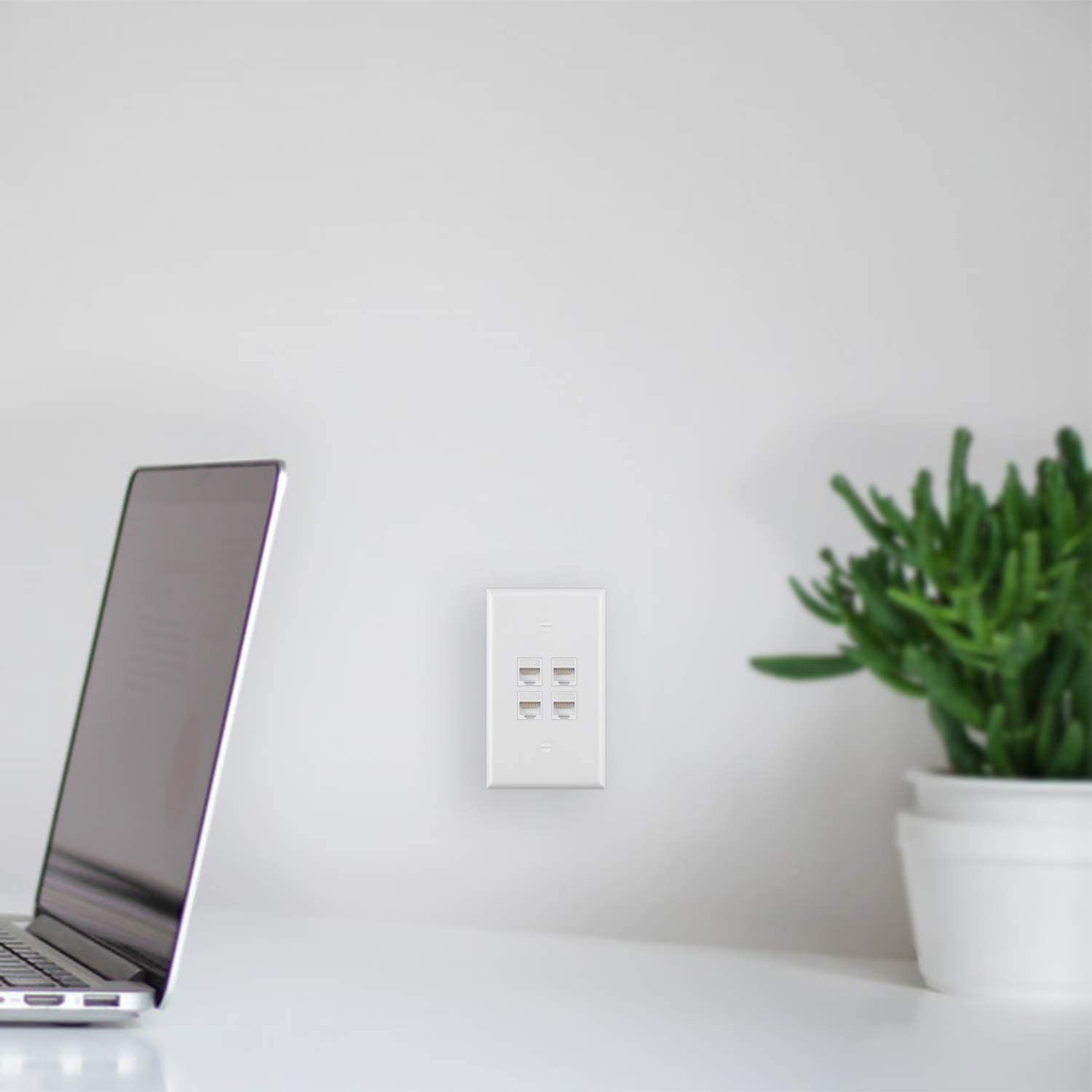 [10 Pack] BESTTEN 4-Port Keystone Wall Plate, for Keystone Jack and Modular Inserts, Unbreakable Polycarbonate, cUL