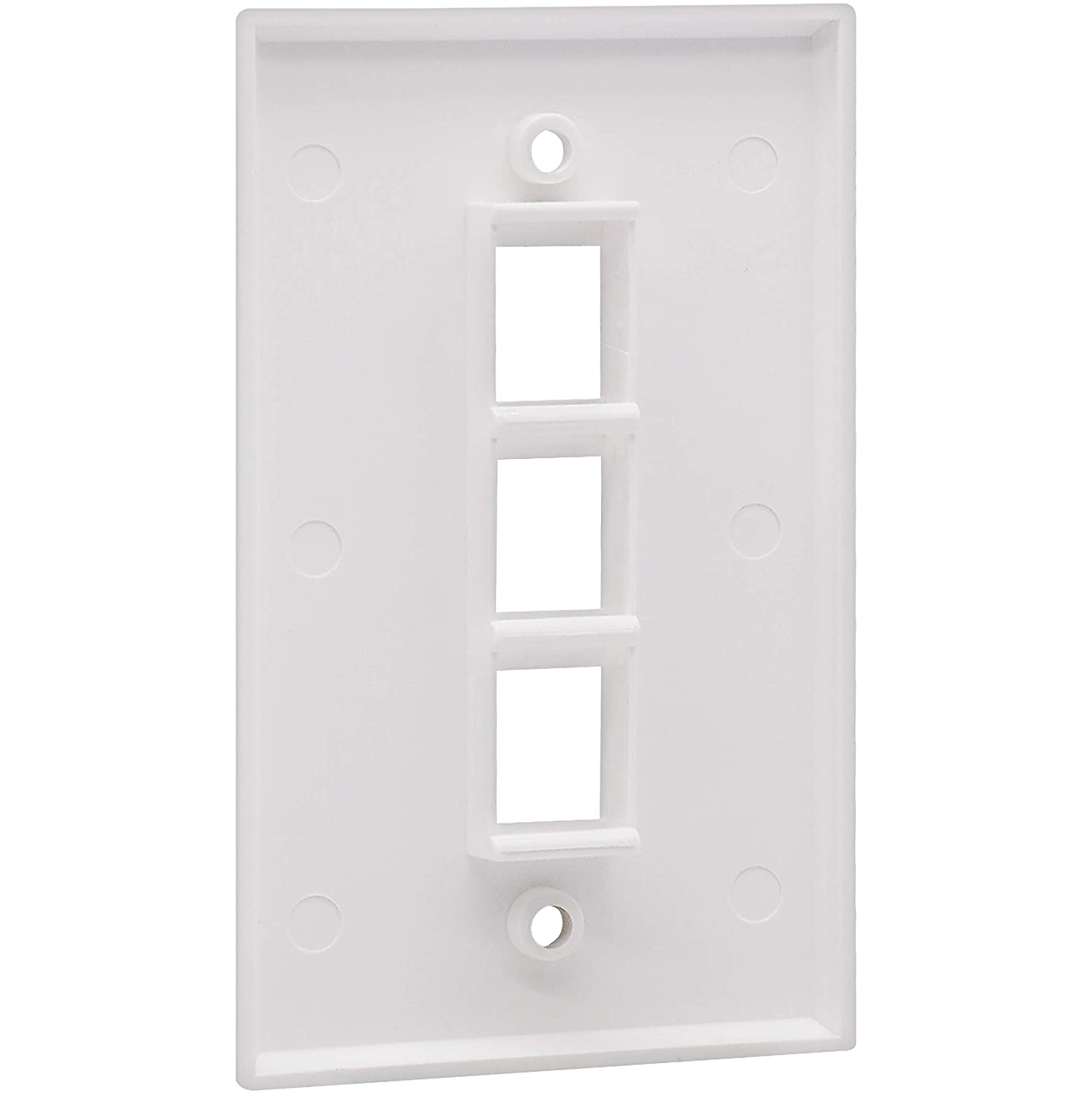 [10 Pack] BESTTEN 3-Port Keystone Wall Plate, for Keystone Jack and Modular Inserts, Unbreakable Polycarbonate, cUL