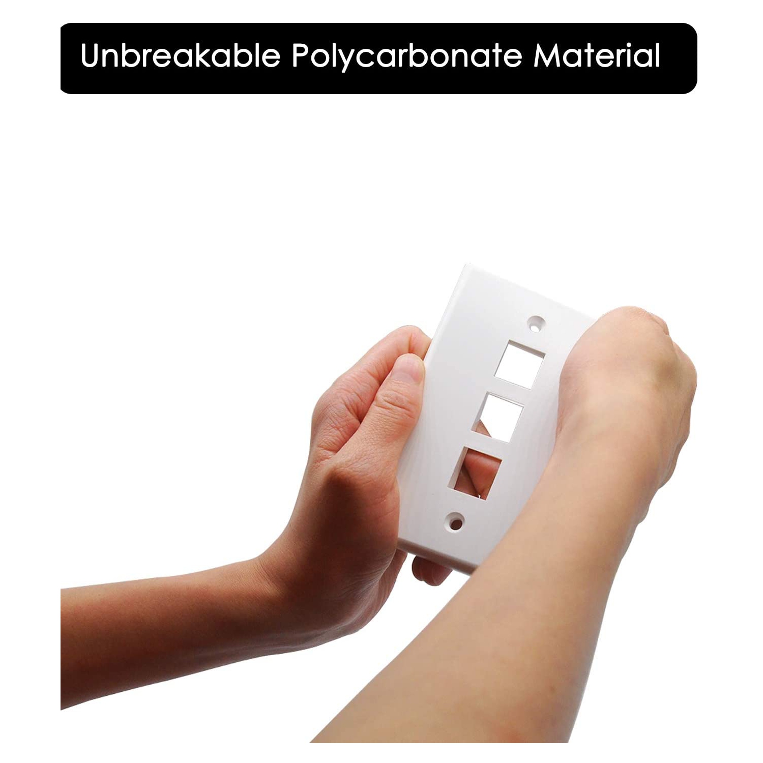 [10 Pack] BESTTEN 3-Port Keystone Wall Plate, for Keystone Jack and Modular Inserts, Unbreakable Polycarbonate, cUL