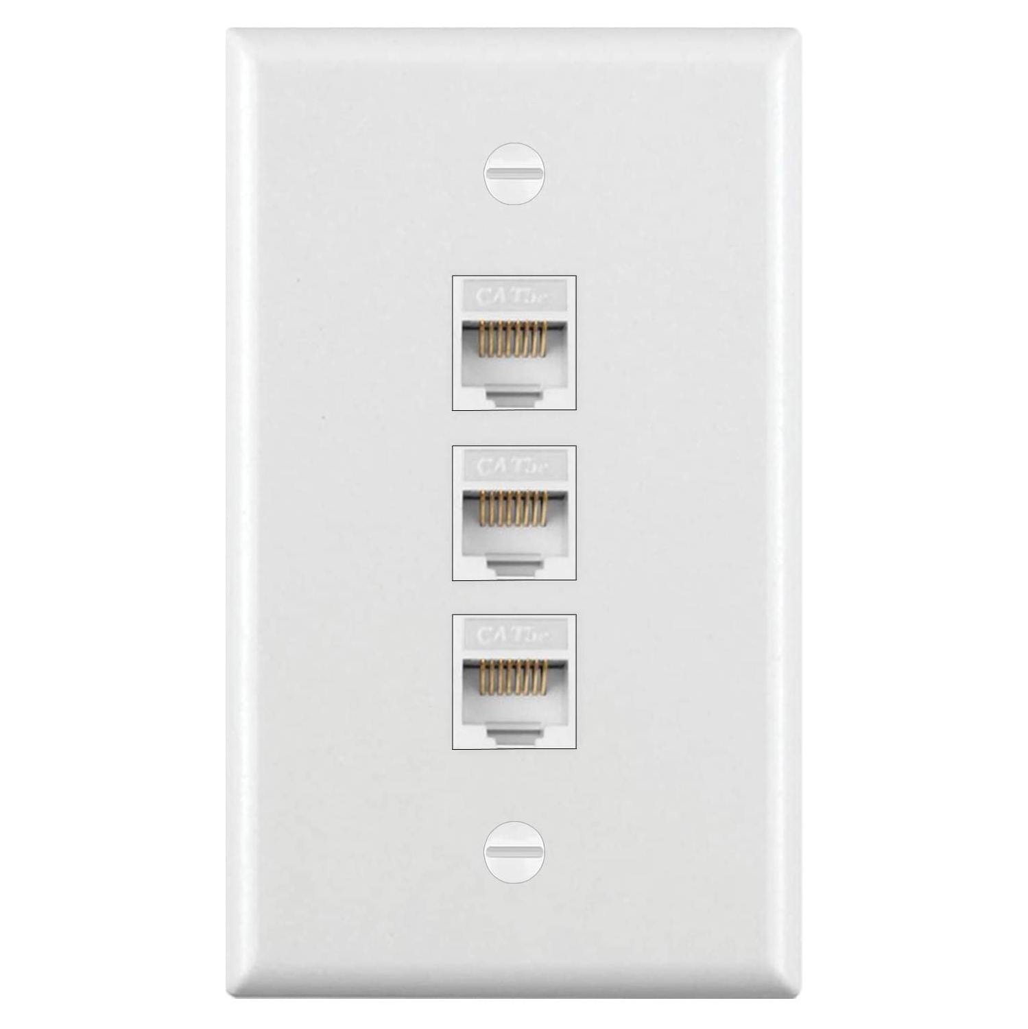 [10 Pack] BESTTEN 3-Port Keystone Wall Plate, for Keystone Jack and Modular Inserts, Unbreakable Polycarbonate, cUL