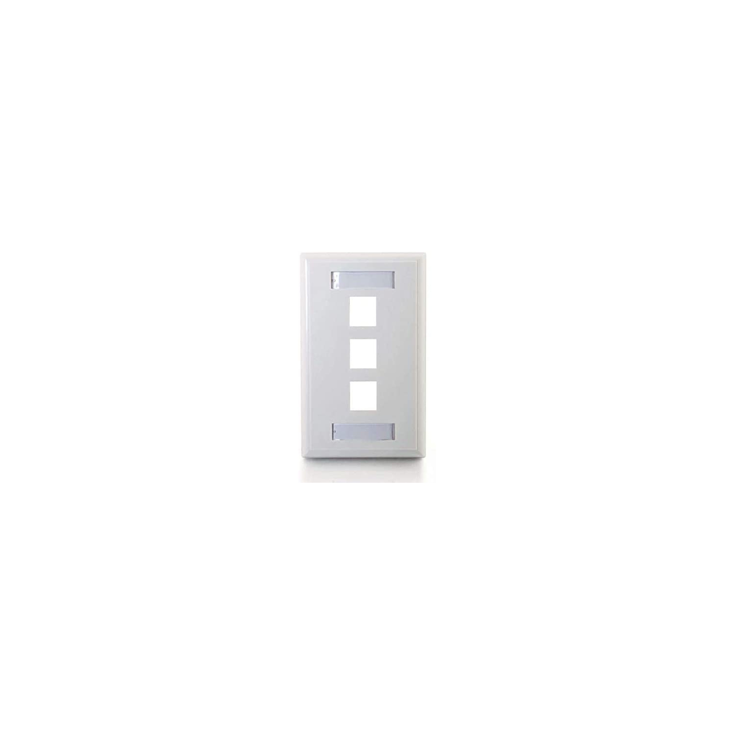 C2G 03412 3-Port Keystone Single Gang Wall Plate, White