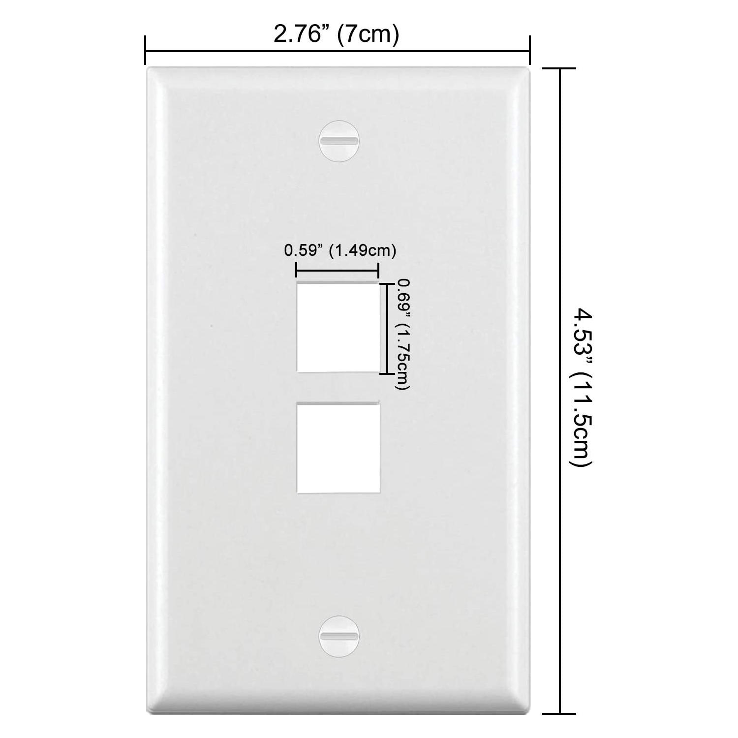 [10 Pack] BESTTEN 2-Port Keystone Wall Plate, for Keystone Jack and Modular Inserts, Unbreakable Polycarbonate, cUL