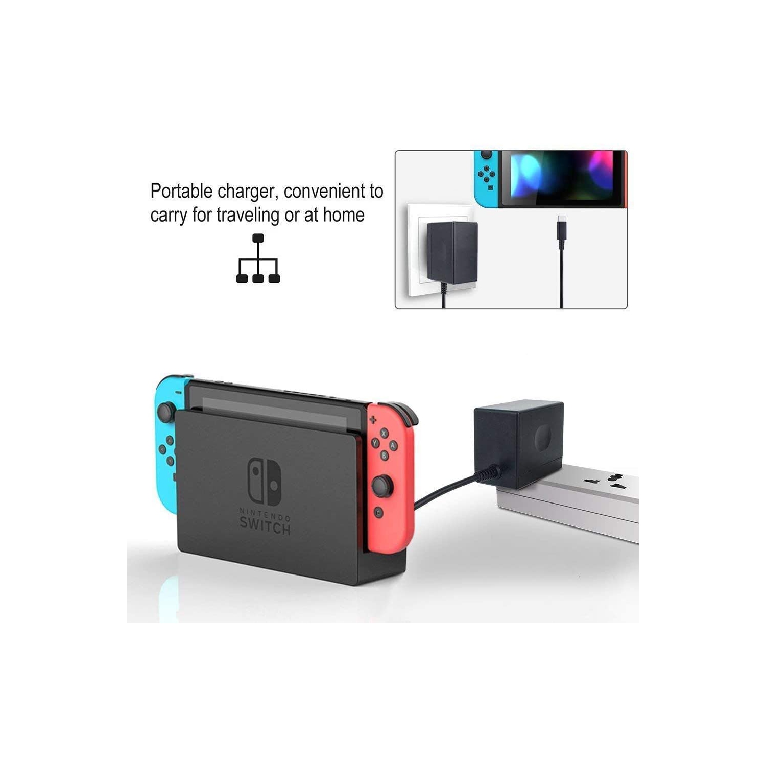 Adaptateur c.a. pour Switch et Switch Lite, chargeur USB rapide type C PD YAEYE pour Nintendo Switch, 5 pi
