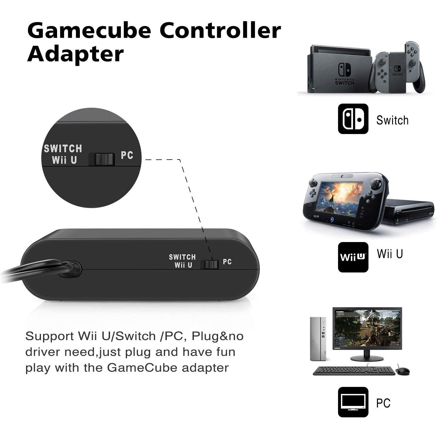 Controller Adapter For Gamecube Super Smash Bros 4 Port Gamecube Adapter For Wii U Nintendo Switch Pc No Need Best Buy Canada