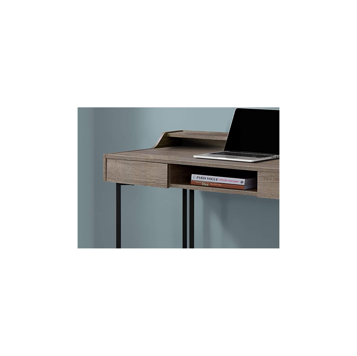 BUREAU d’ordinateur SPECIALTIES, 48 L, taupe foncé et métal noir