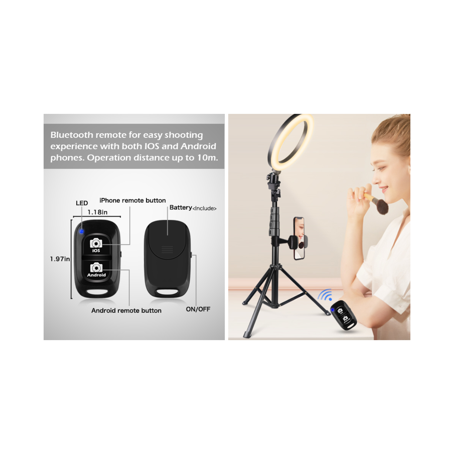 UBeesize 8" Selfie Ring Light with Tripod Stand & Cell Phone Holder for Live Stream/Makeup, UBeesize Mini Led Camera Ringlight for YouTube