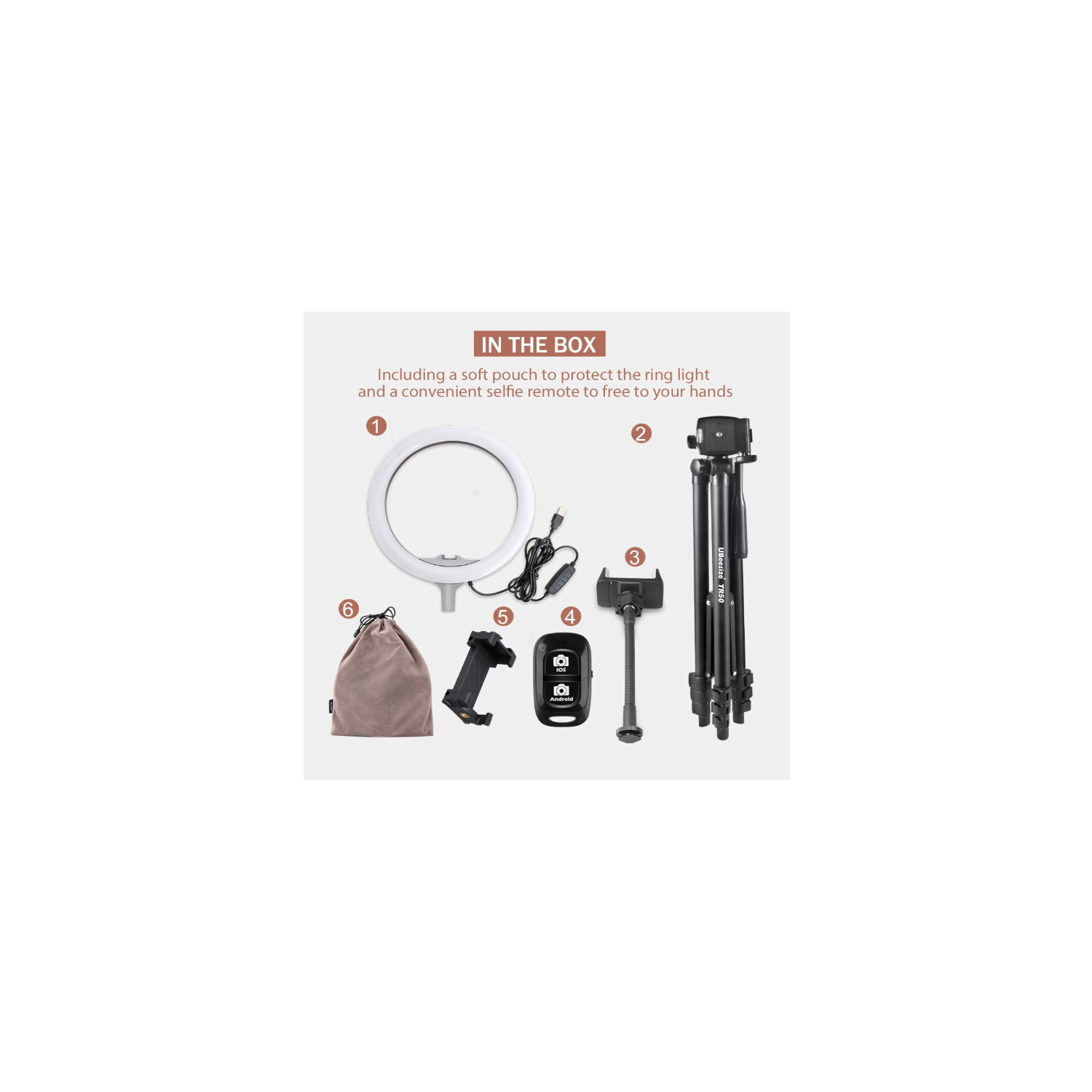 UBeesize 10" Selfie Ring Light with Stand and 50" Extendable Tripod & Flexible Phone Holder for Live Stream/Makeup, Mini Desktop Led Camera Ringlight