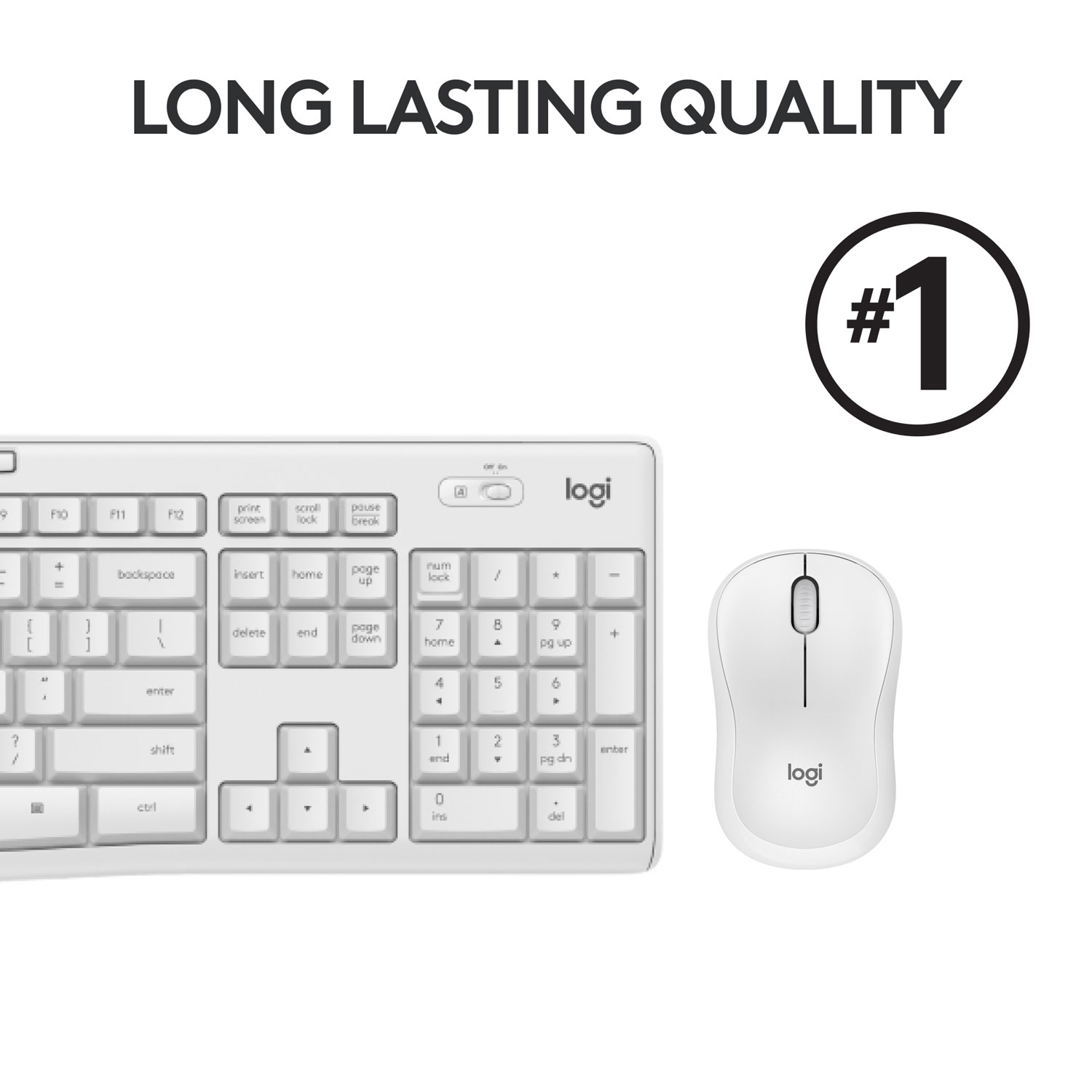 Logitech MK295 Silent Wireless Optical Keyboard & Mouse Combo - Off-White