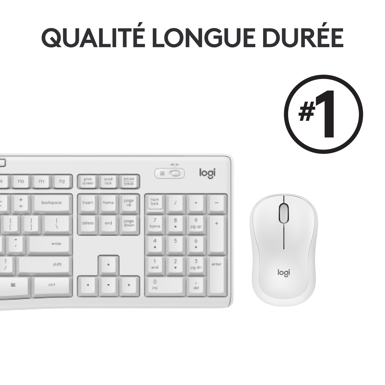 Logitech MK295 Silent Wireless Optical Keyboard & Mouse Combo - Off-White